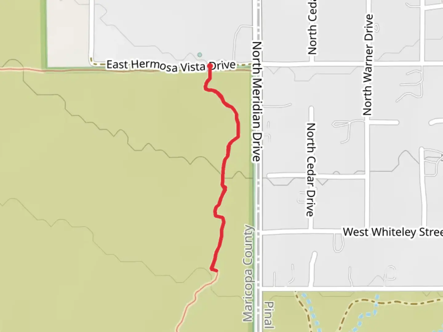 An image depicting the trail East Hermosa Vista Drive and its surrounding area.