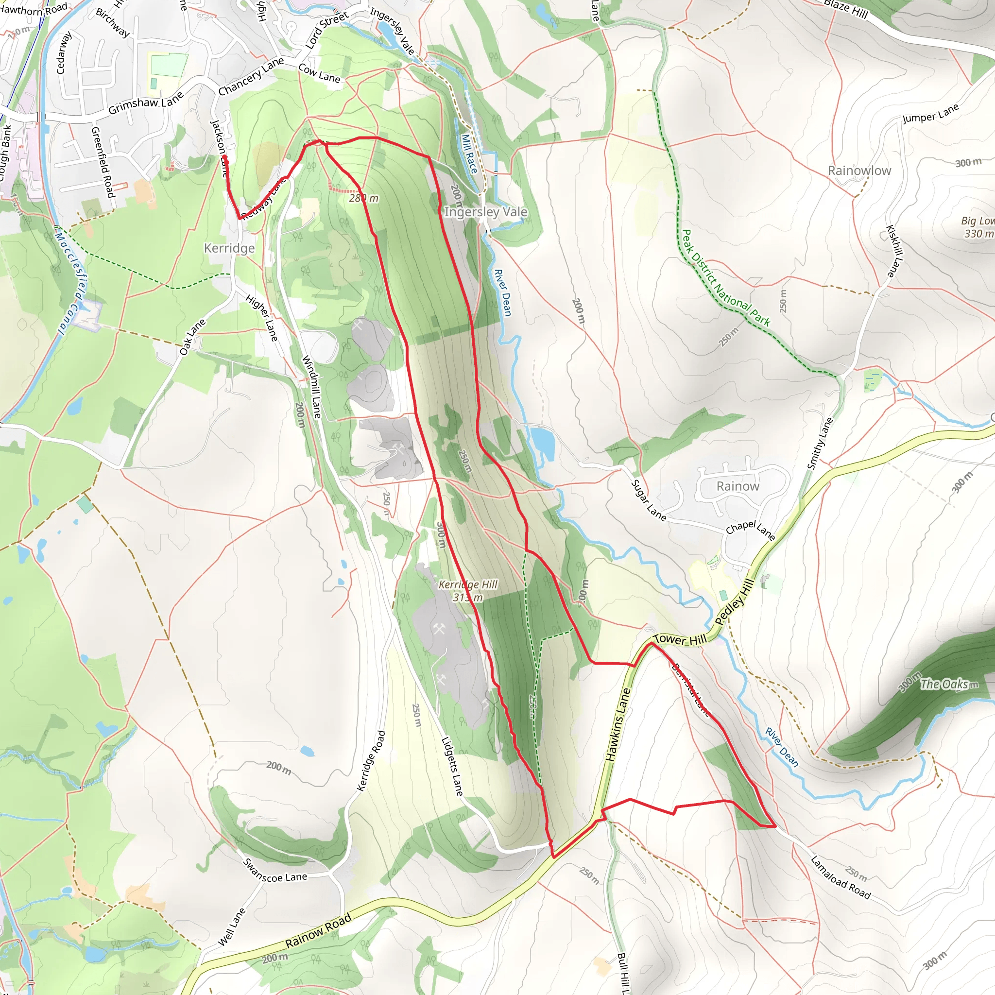 White Nancy and Saddle of Kerridge Nr Bollington mobile static map