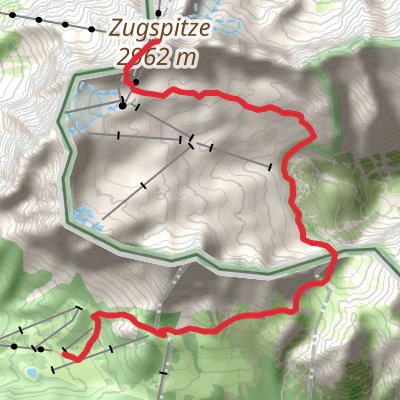 Zugspitze Hike from Ehrwalder Alm mobile static map