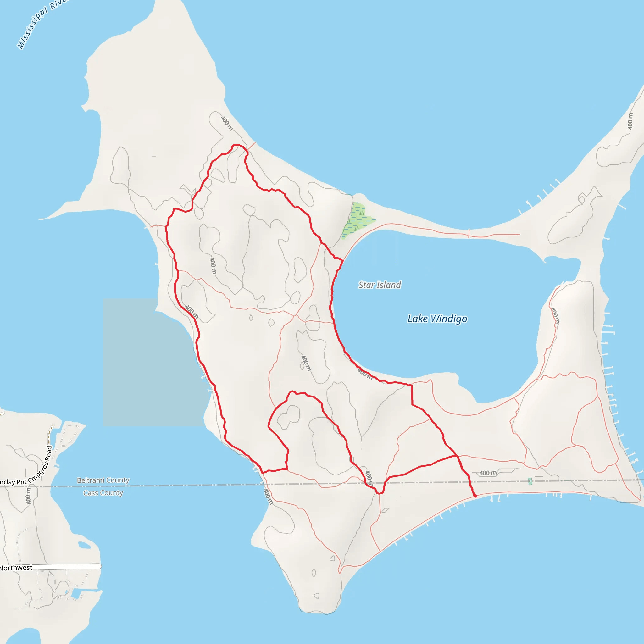 Star Island Hiking Trail A, B and C Loop mobile static map