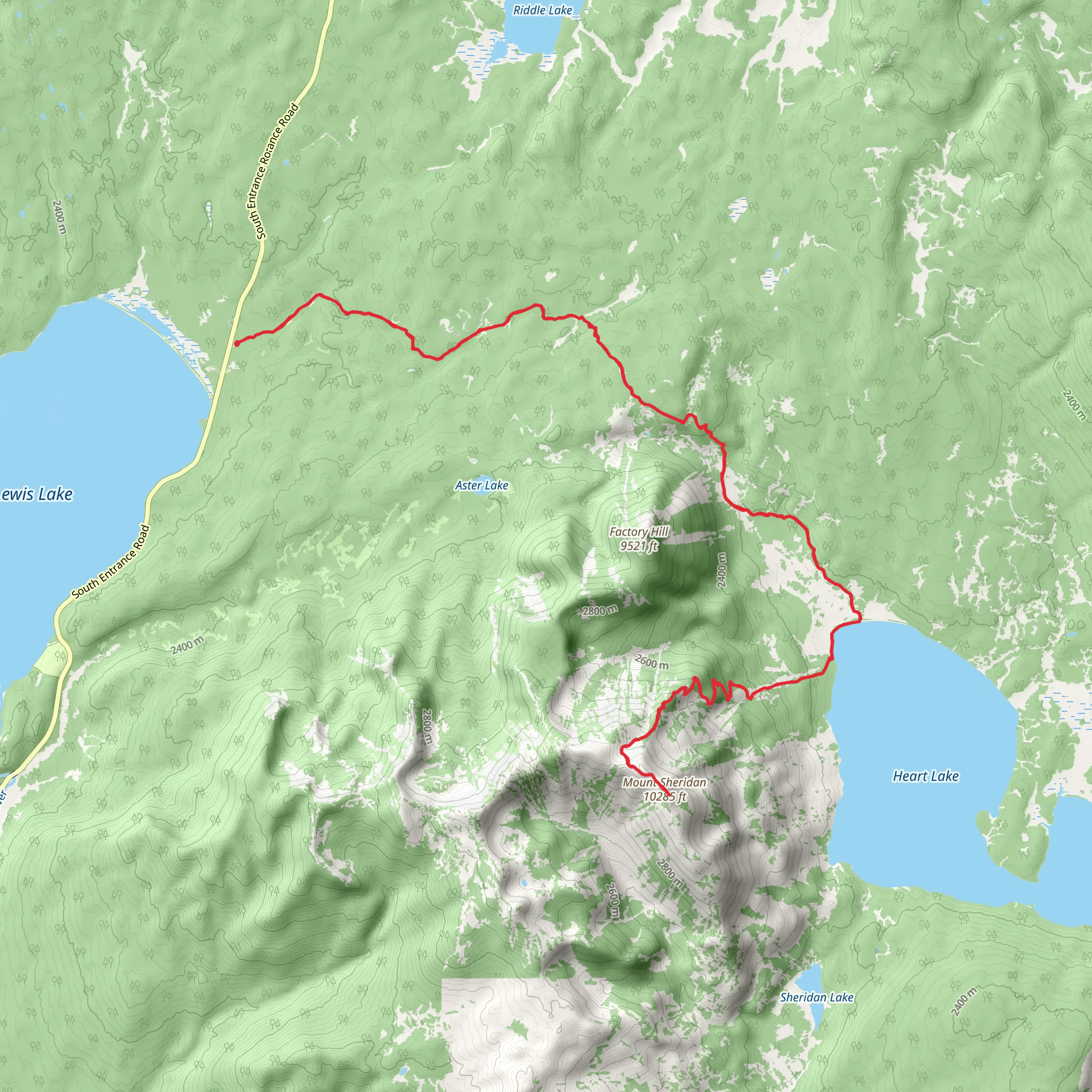 Mount Sheridan and Heart Lake via CDT mobile static map
