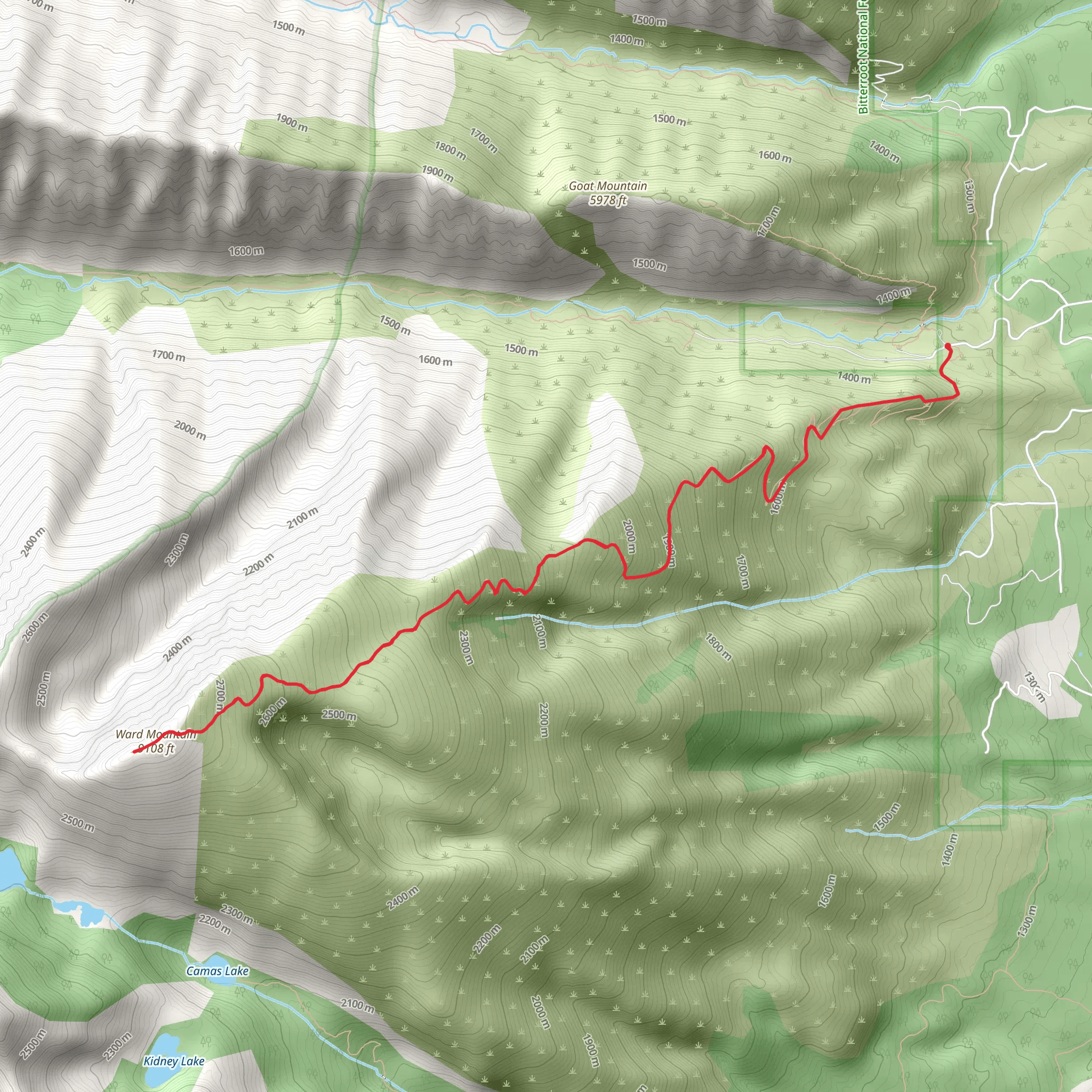 Ward Mountain Trail mobile static map