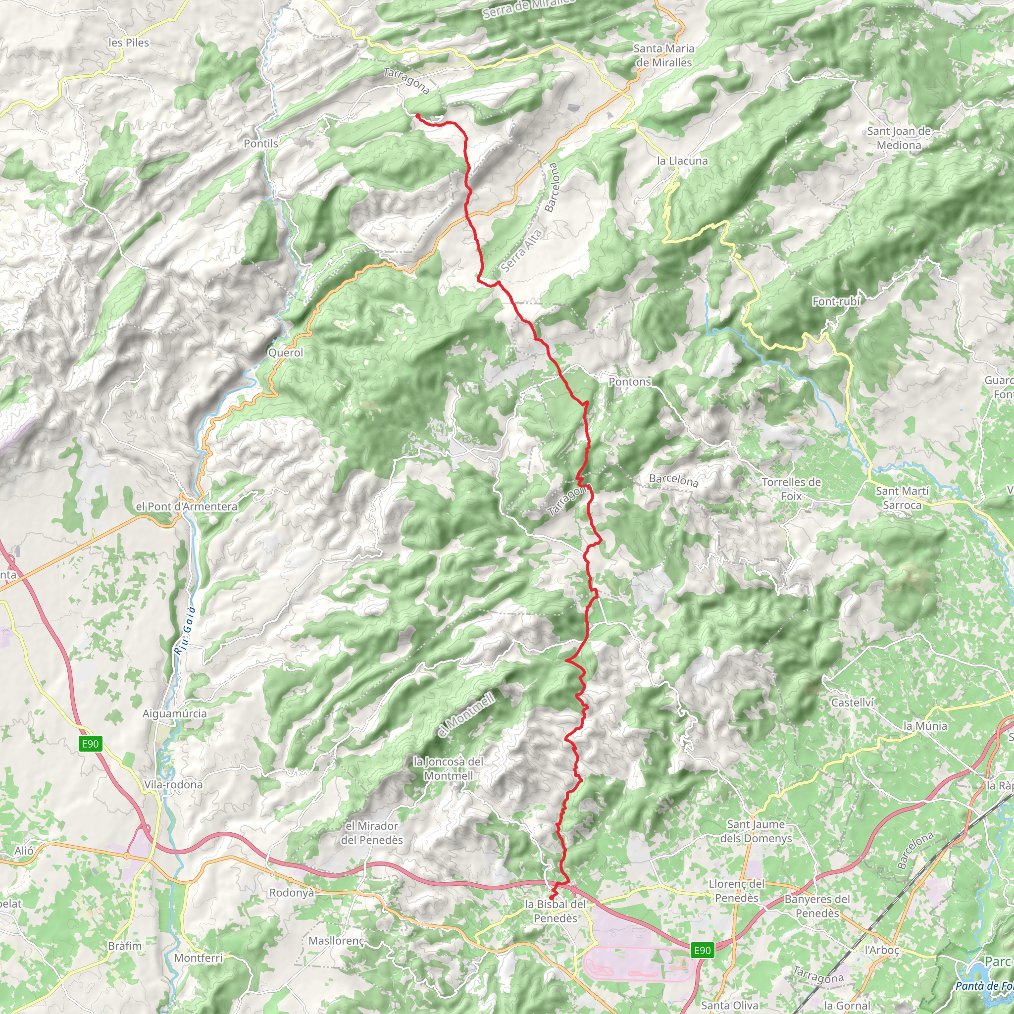 La Bisbal del Penedés - Sant Magí de Brufaganya PR C 224 mobile static map