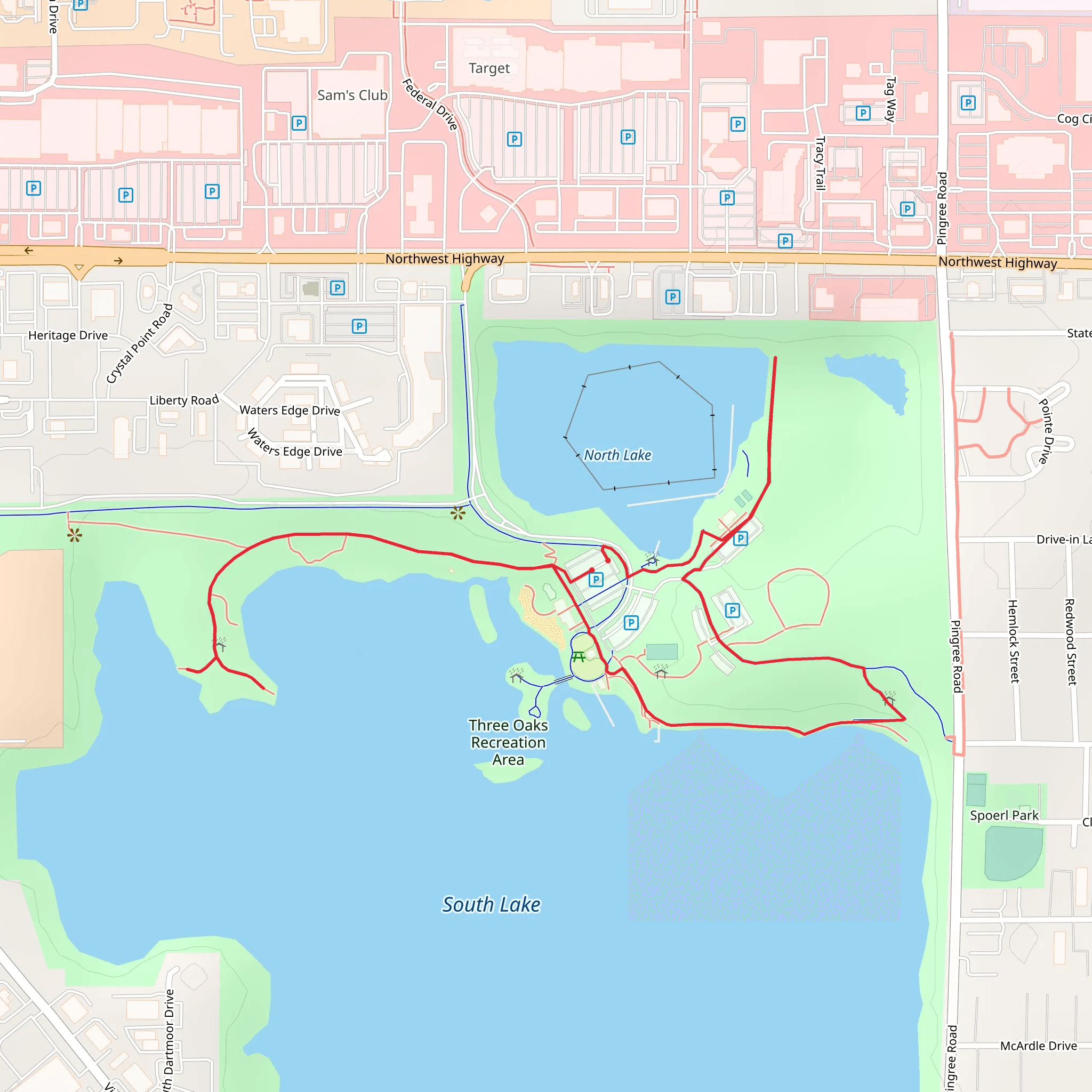 North Lake and Three Oaks Recreation Area Loop mobile static map