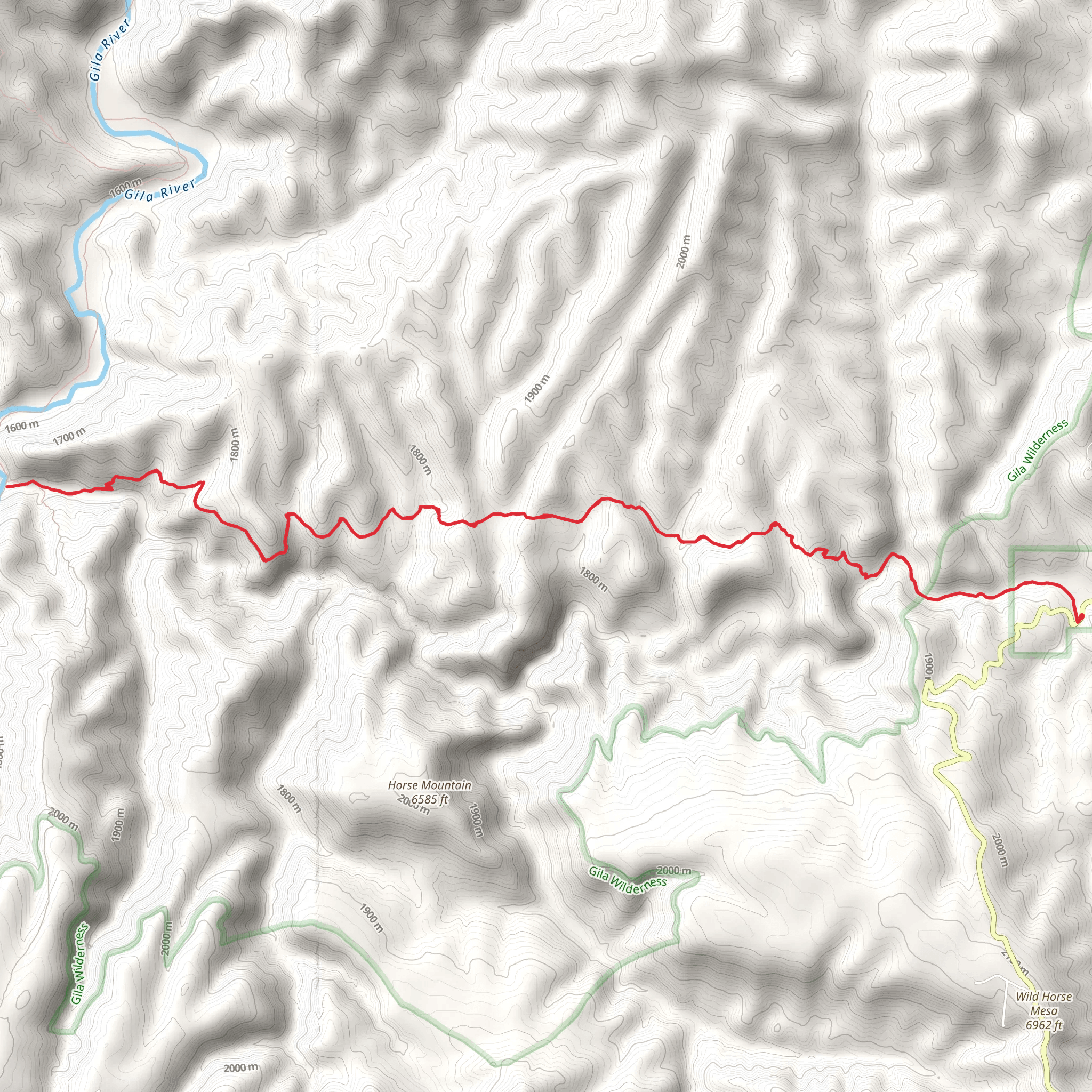 Spring Canyon Trail to Gila River mobile static map