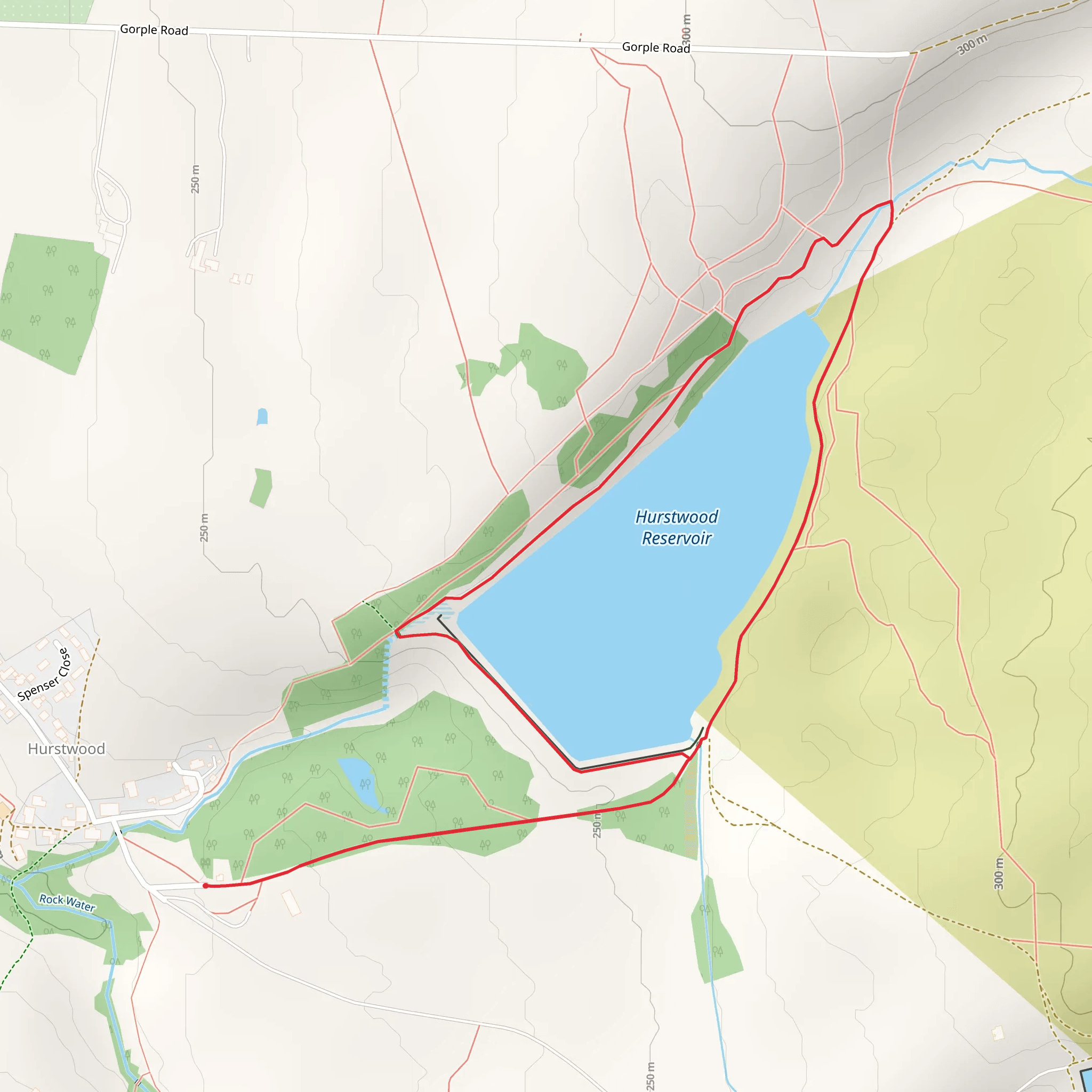 Hurstwood Reservoir Loop mobile static map