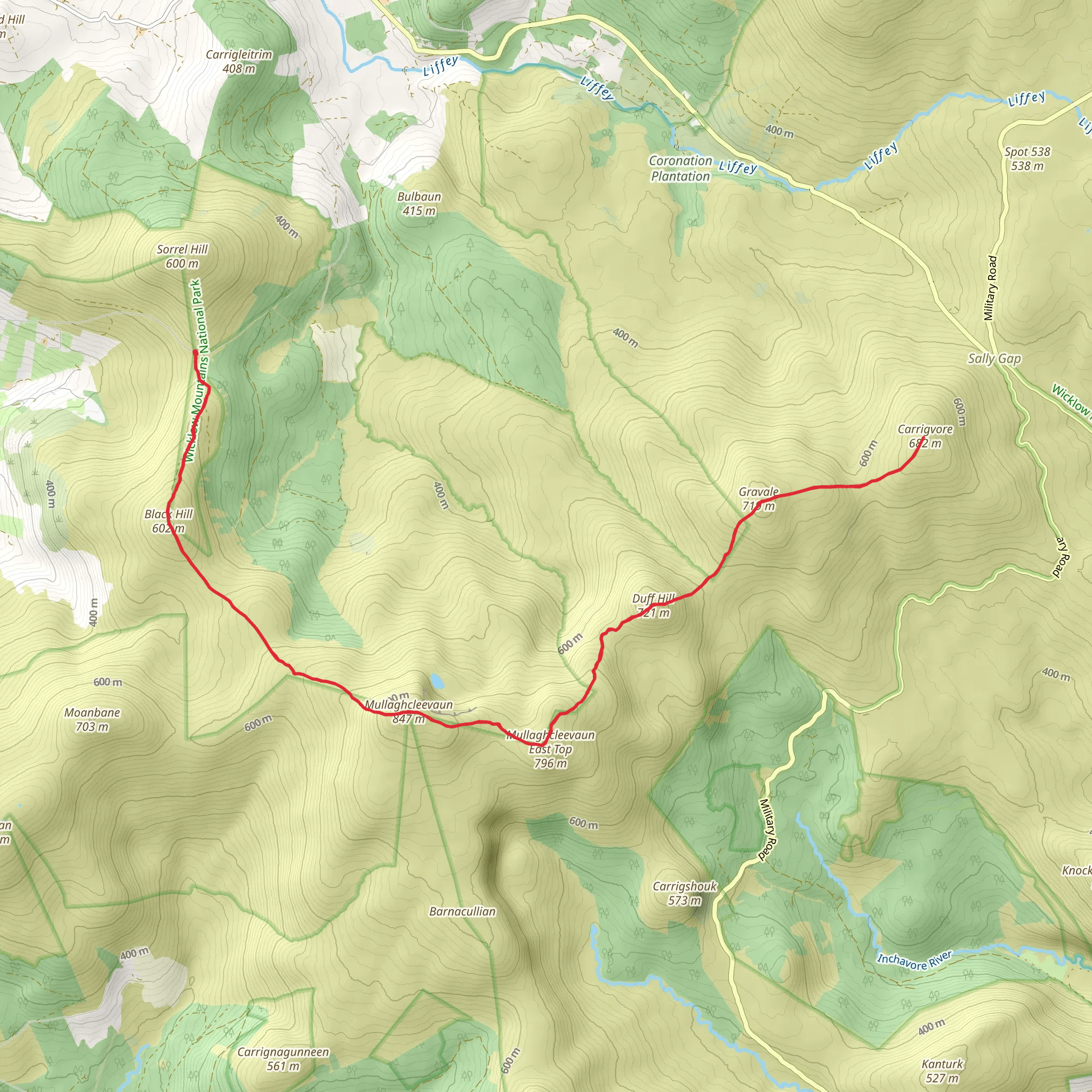 Sorrel Hill Gap to Carrigvore mobile static map
