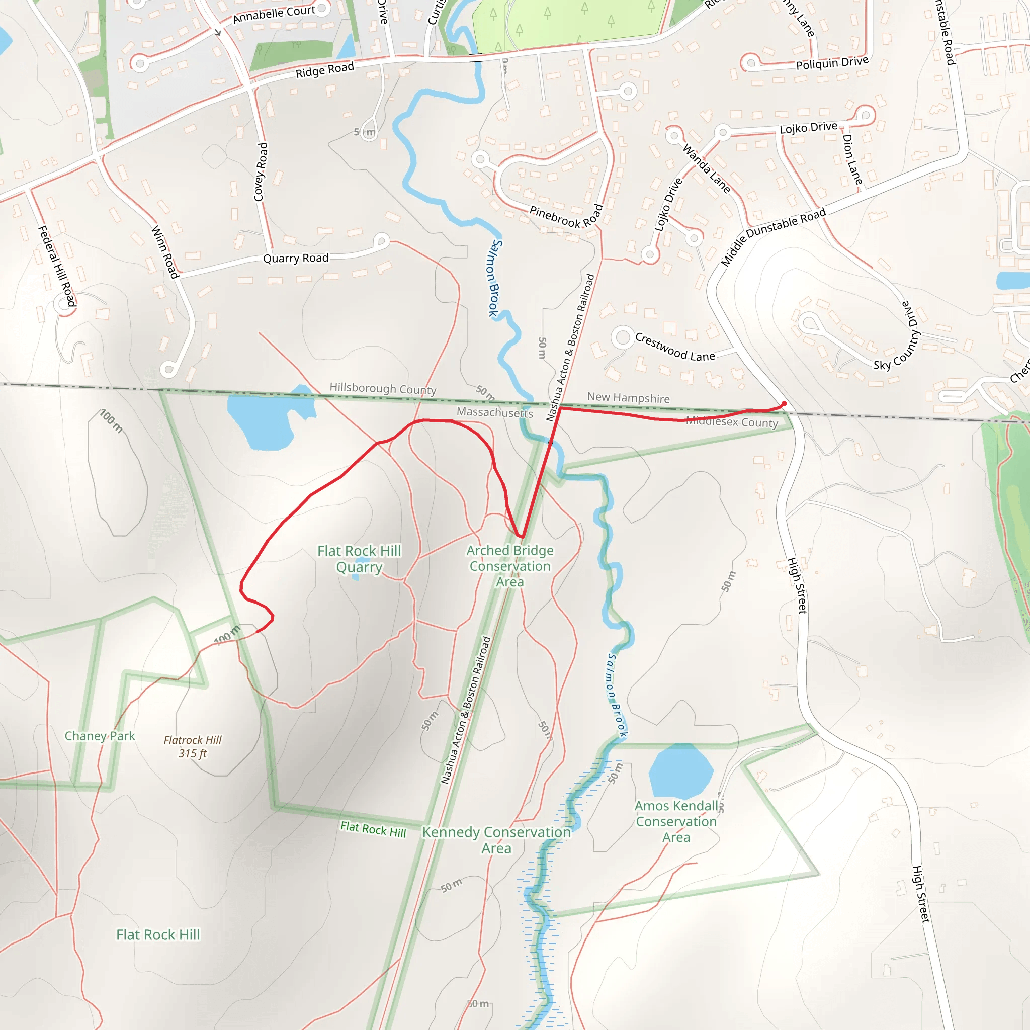 Flatrock Hill from Middle Dunstable Road mobile static map