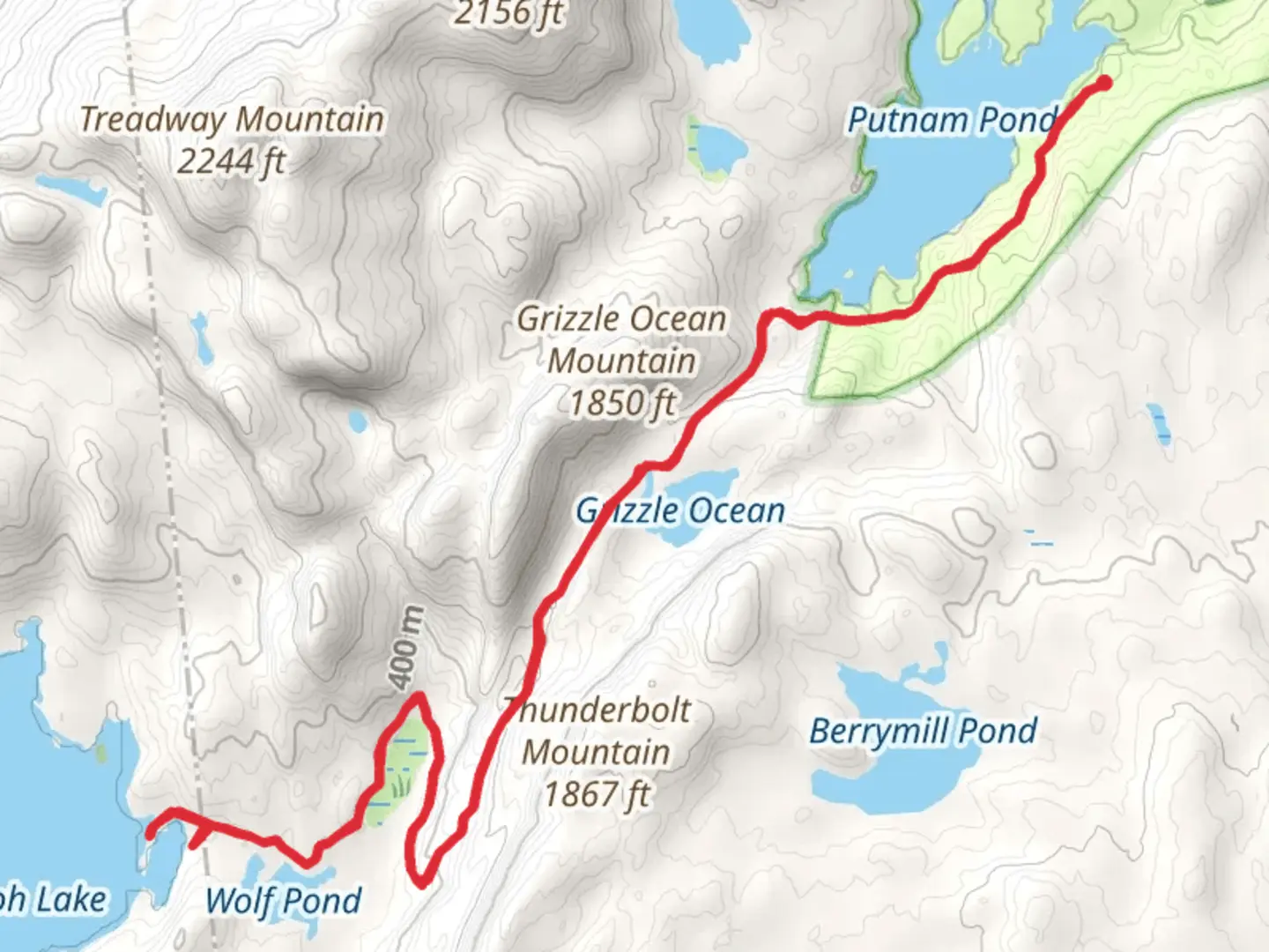 An image depicting the trail Pharoah Lake and Grizzle Ocean via Grizzle Ocean Trail and its surrounding area.