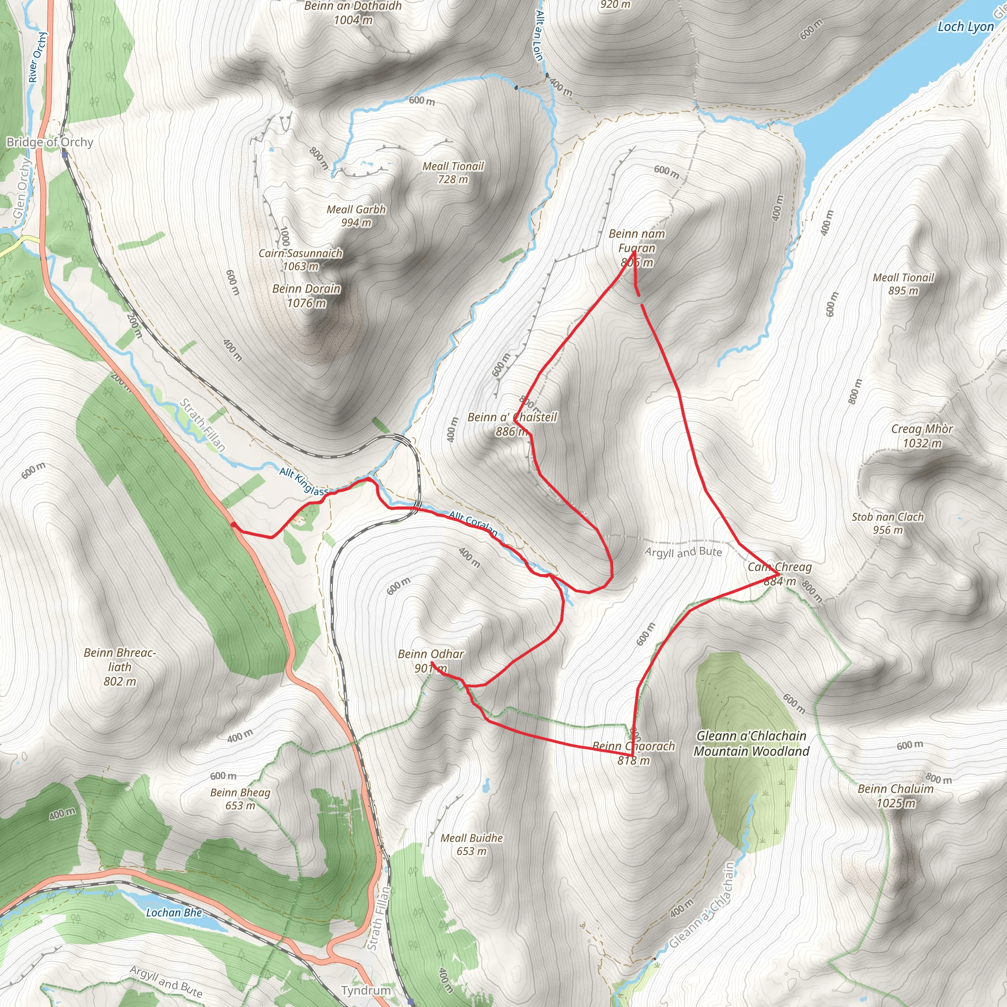 Tyndrum's five Peaks Loop mobile static map