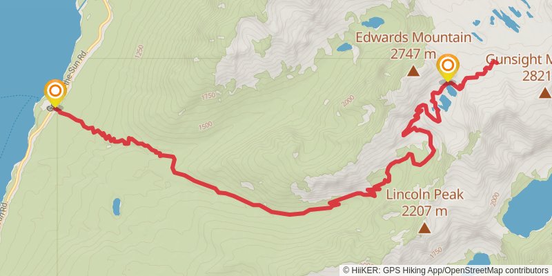 Sperry Glacier via Gunsight Pass Trail stage 2 Map
