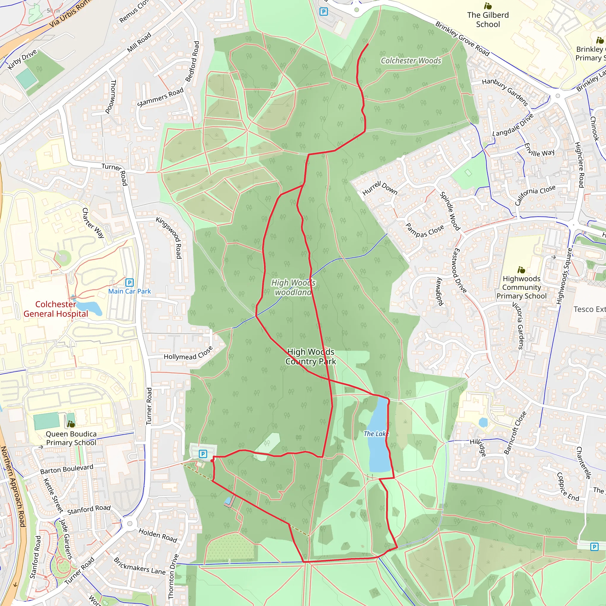 High Woods Country Park and Woodland Loop mobile static map