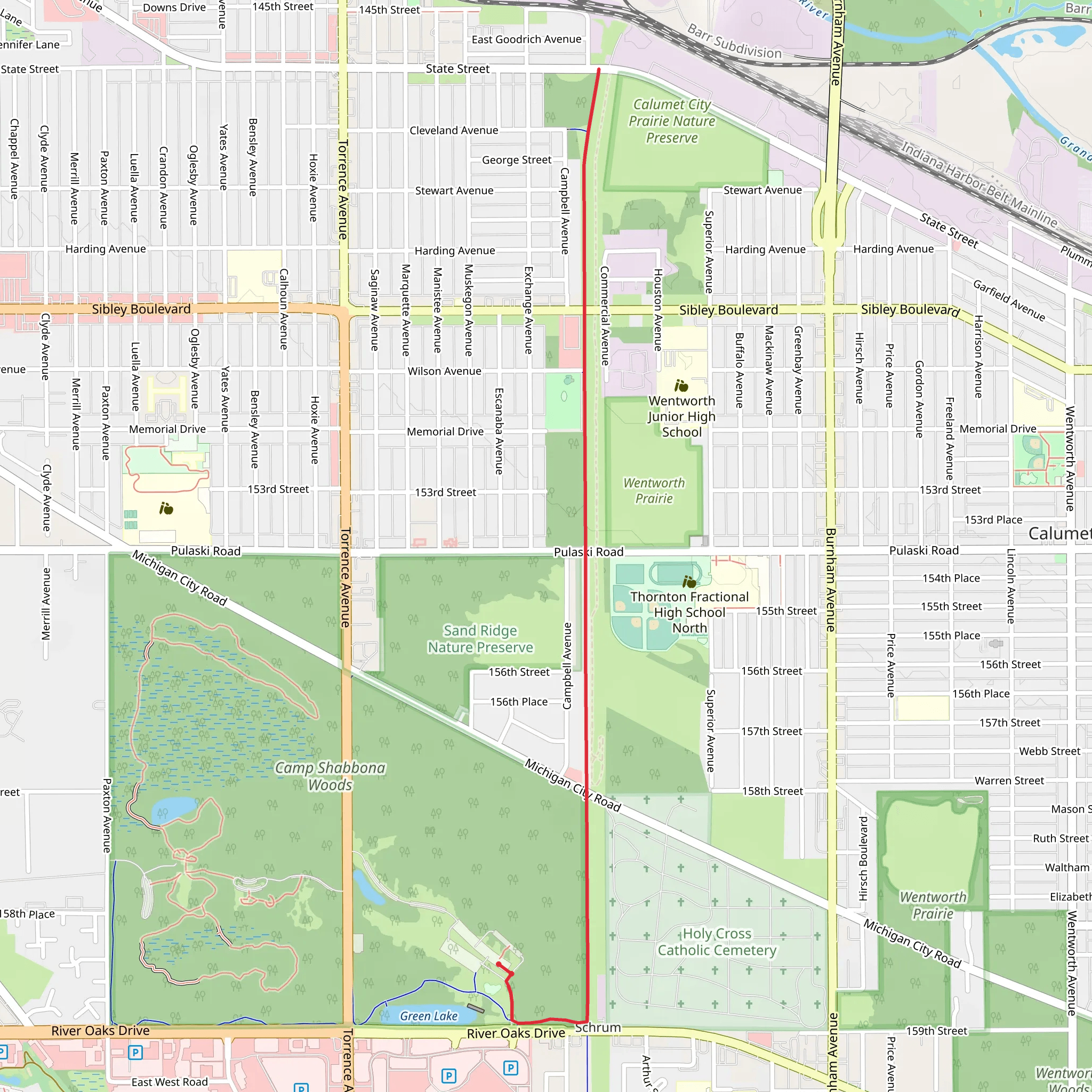 Burnham Greenway Red Paved Trail mobile static map