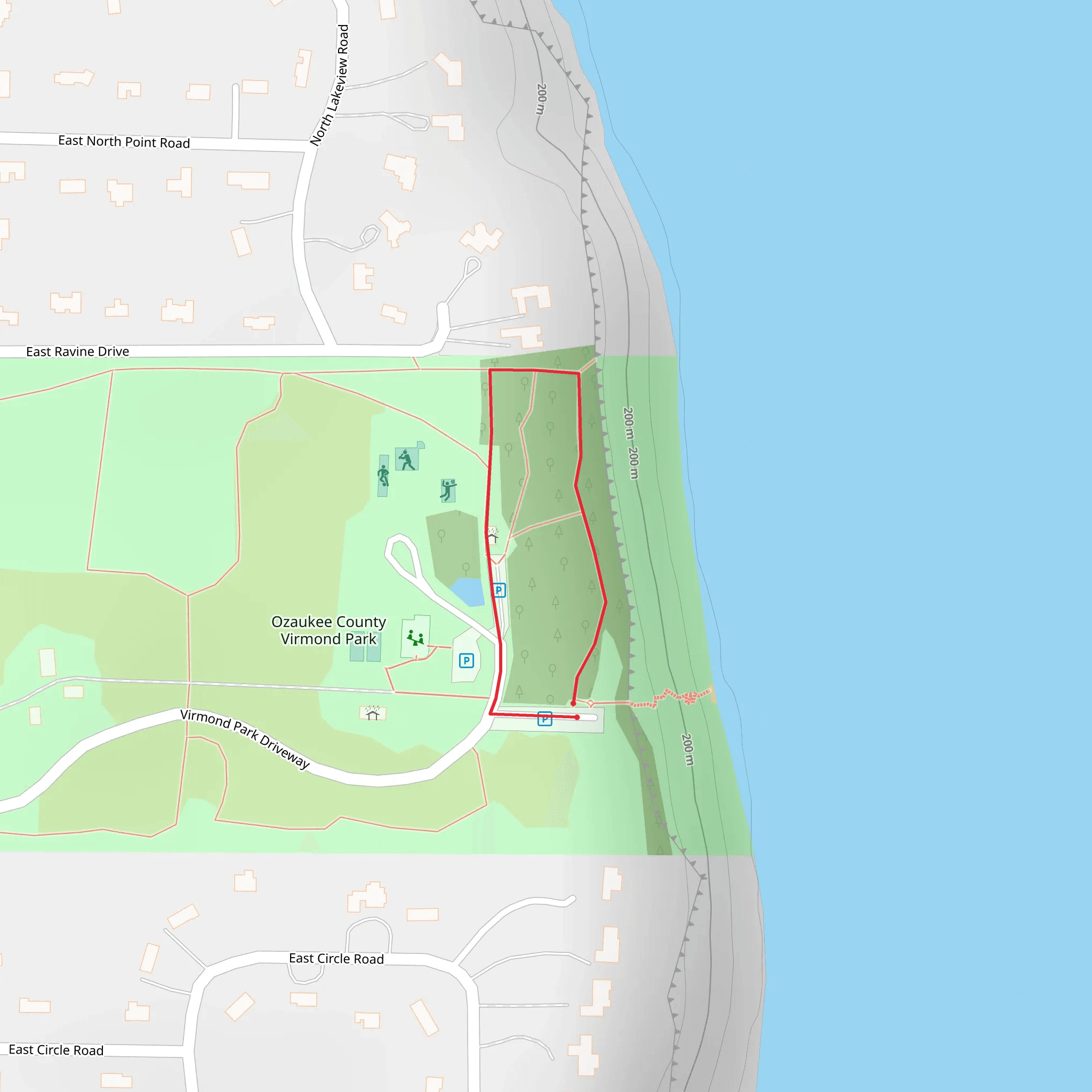 Ozaukee County Virmond Park Loop mobile static map