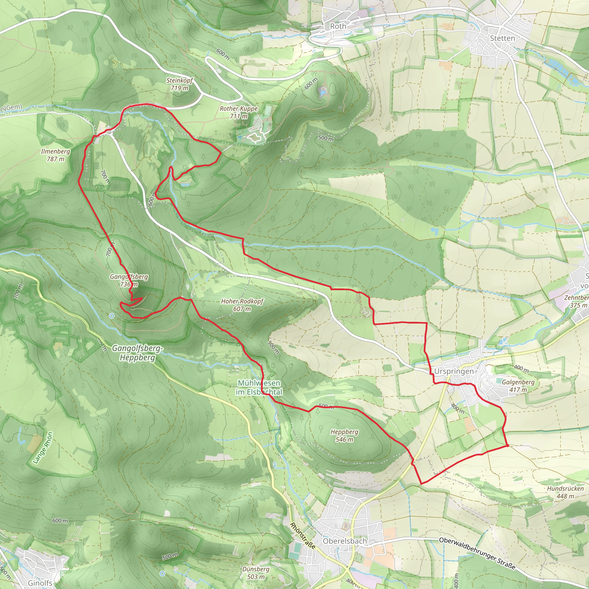 Urspringen and Gangolfsberg Loop mobile static map