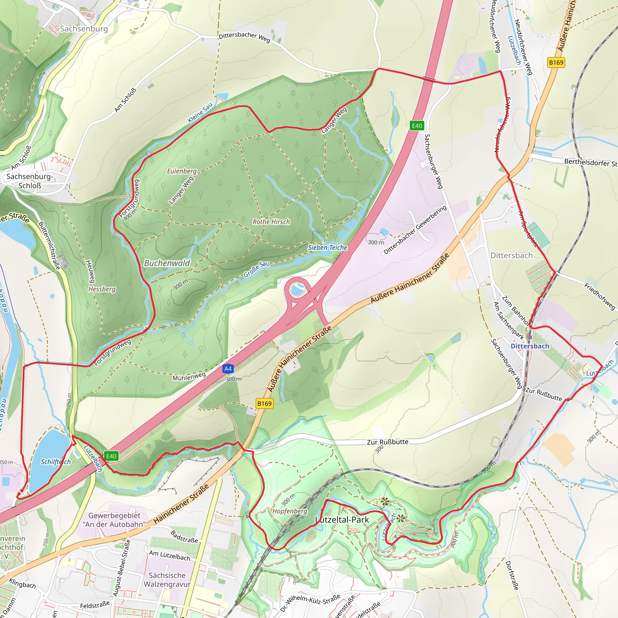 Schilfteich, Buchenwald and Lutzeltal Park Loop via Forstgrundweg mobile static map