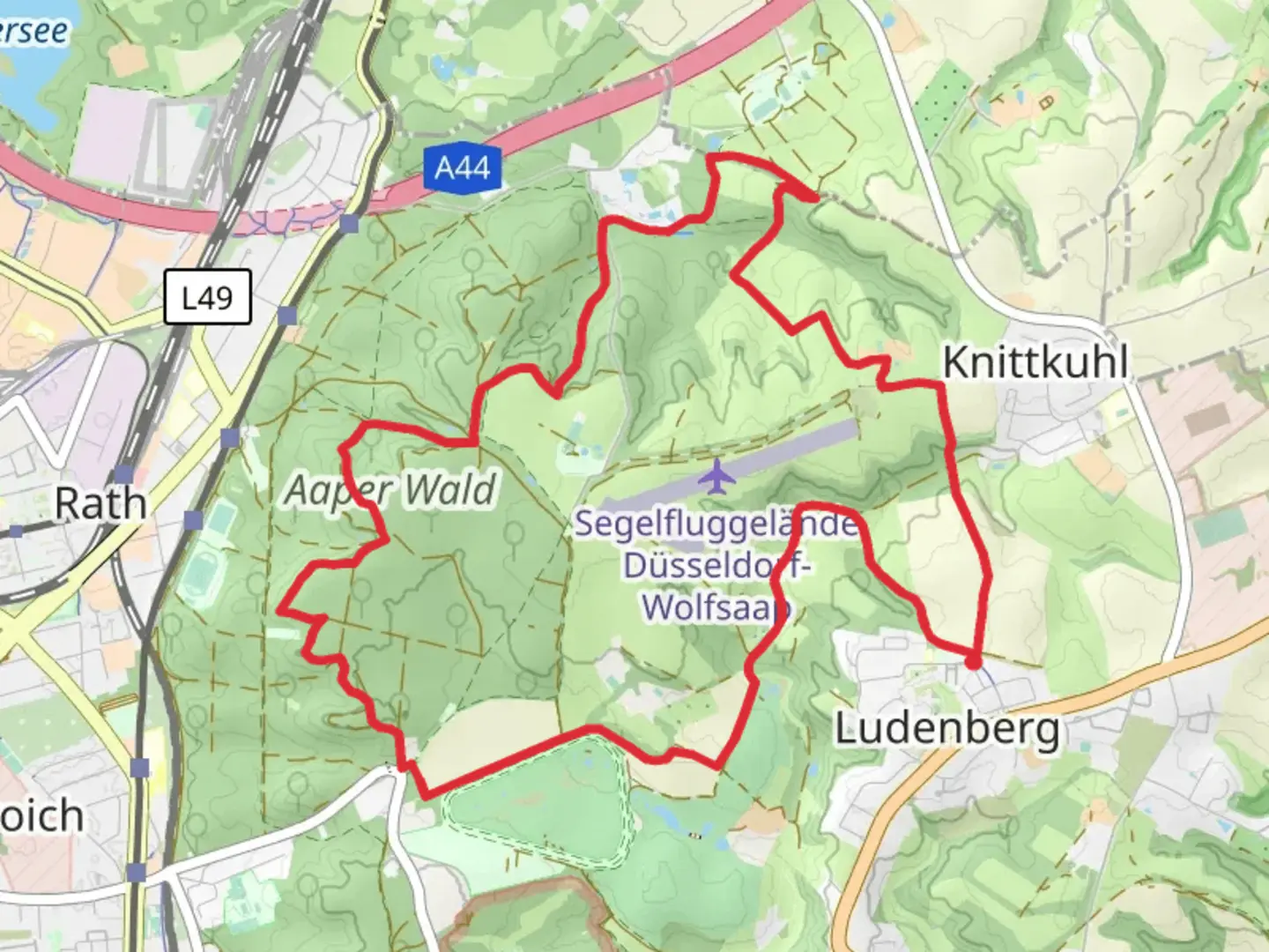 An image depicting the trail Rather Blick and Aaper Wald and its surrounding area.