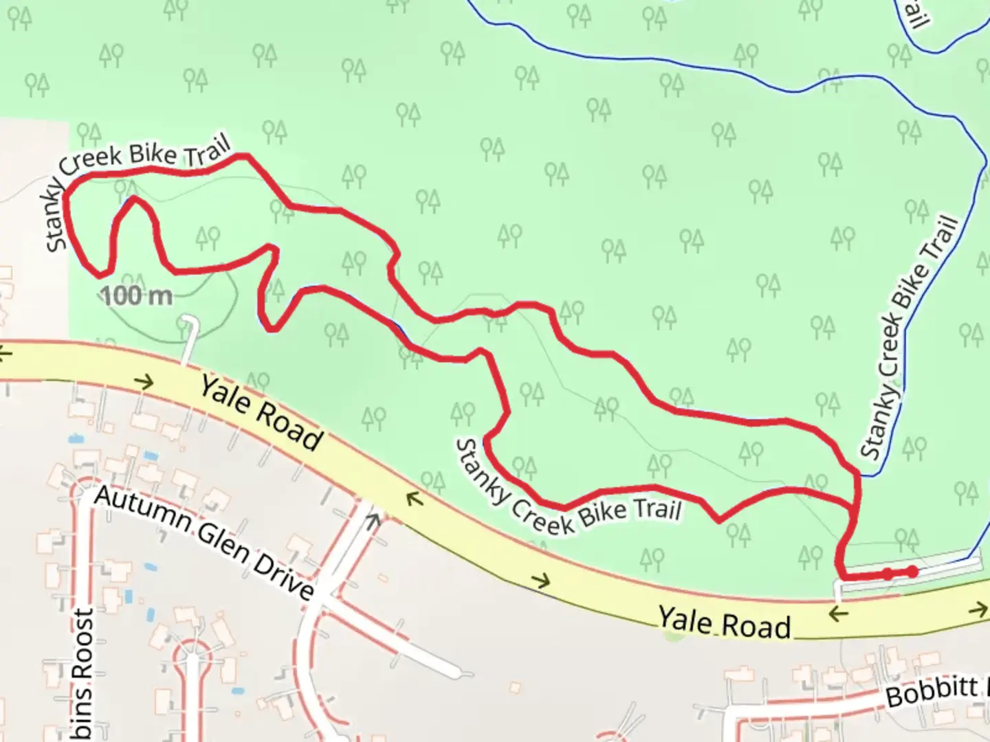 An image depicting the trail Stanky Creek Loop Trail and its surrounding area.