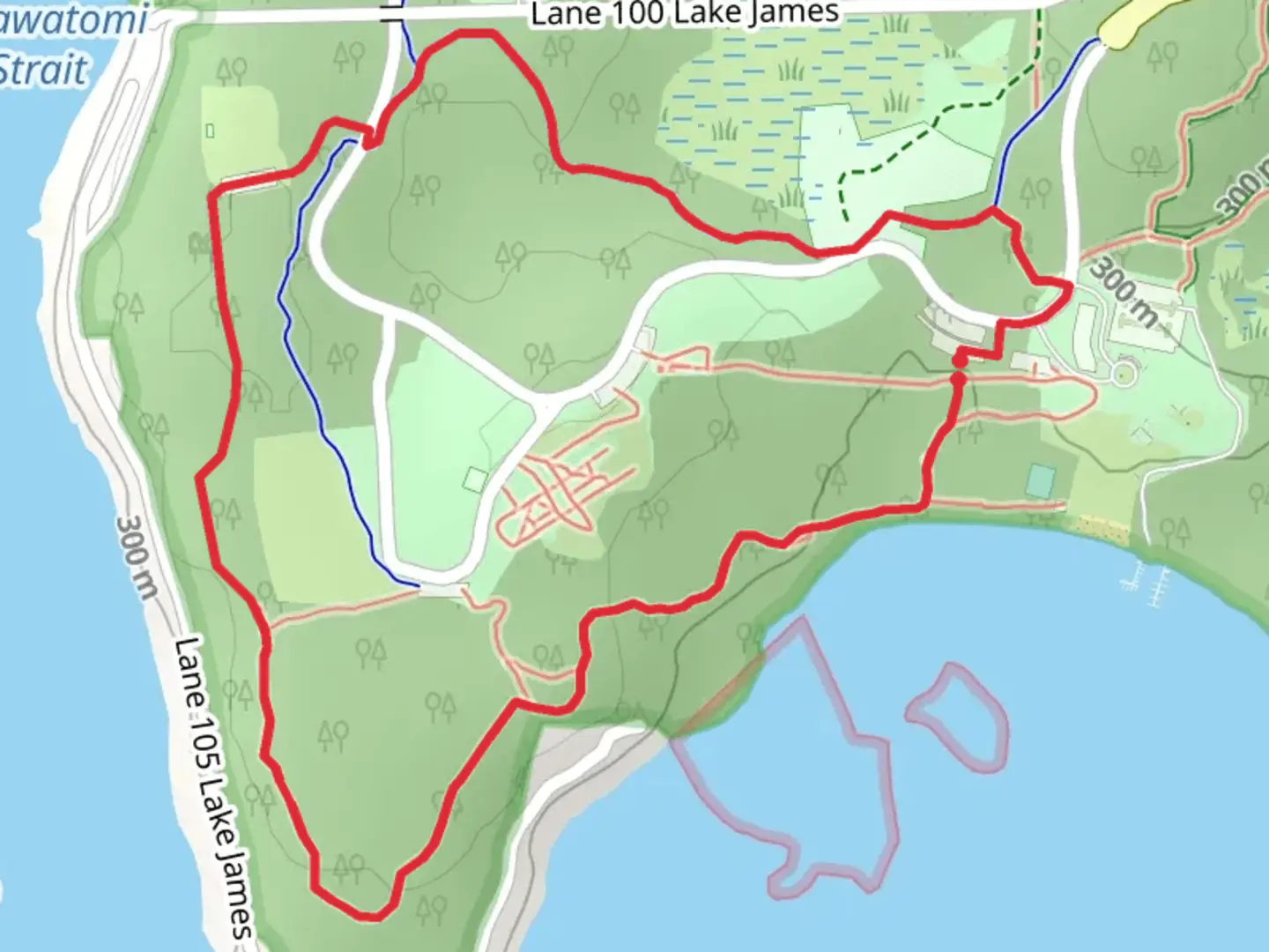 An image depicting the trail Hell's Point Challenge and Trail 1 Loop and its surrounding area.