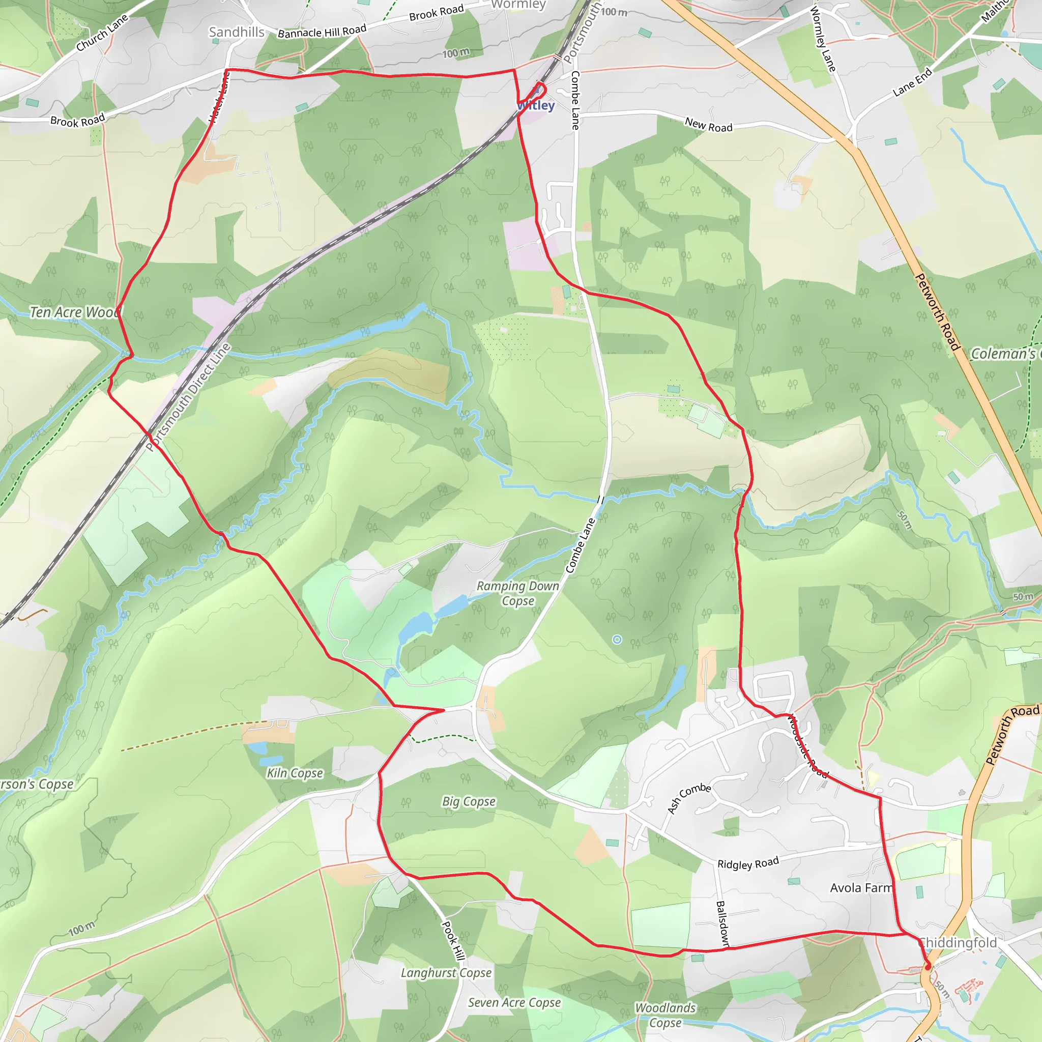 Big Copse and Ten Acre Wood Loop mobile static map