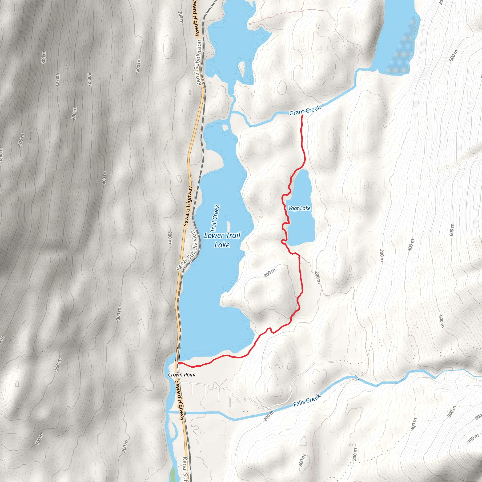 Vagt Lake and Moose Pass Trail mobile static map