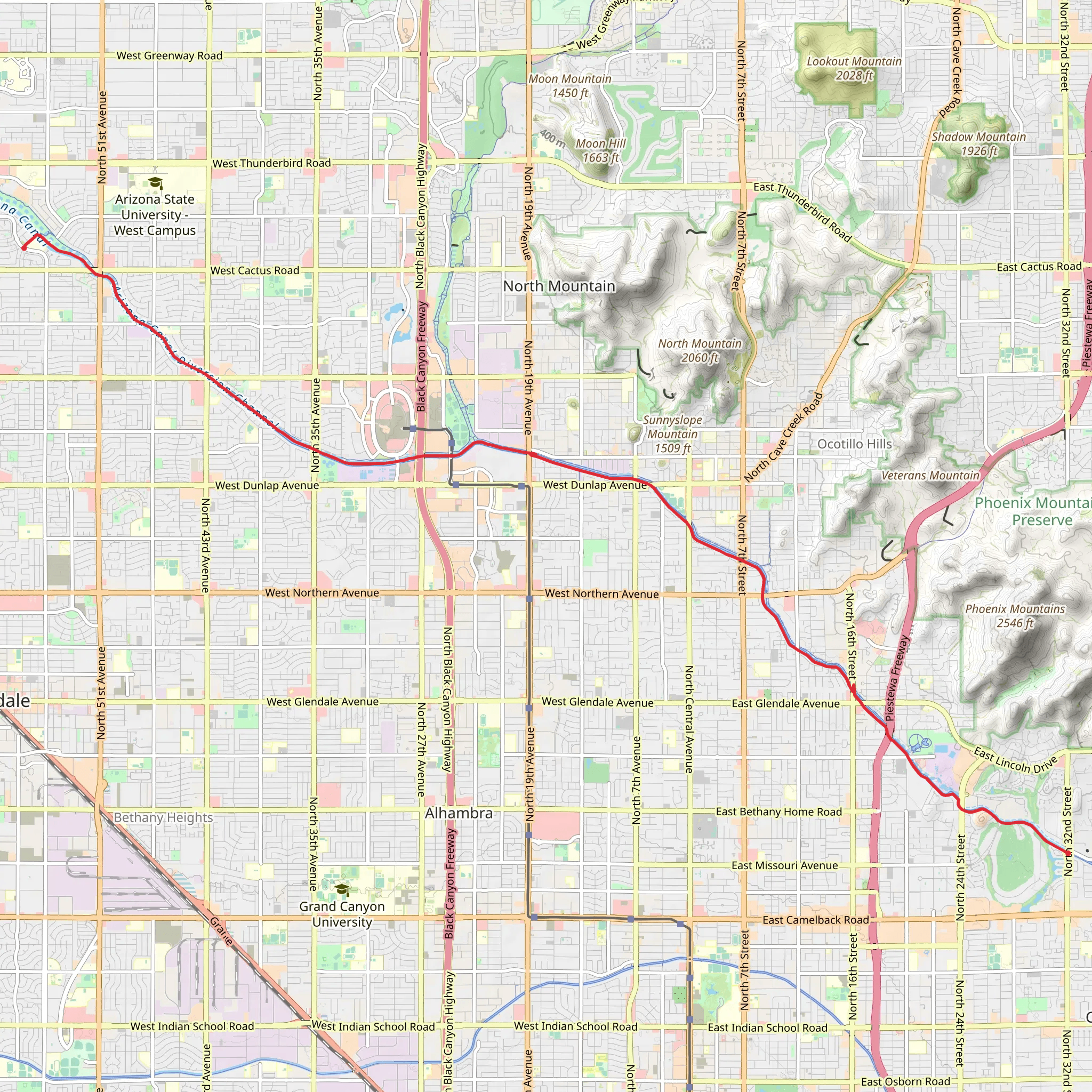 Arizona Canal mobile static map