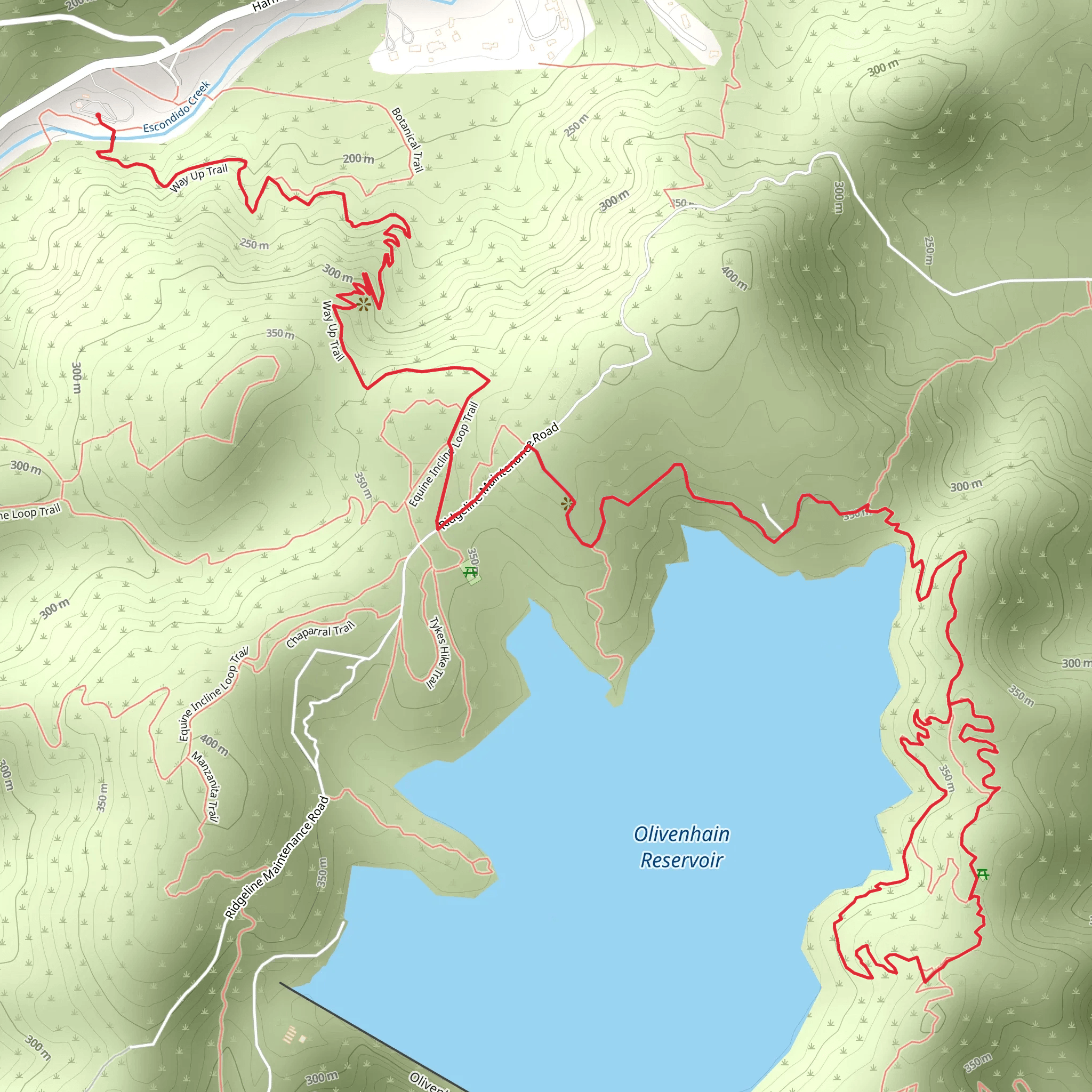 Olivenhain Reservoir - Way Up Trail mobile static map