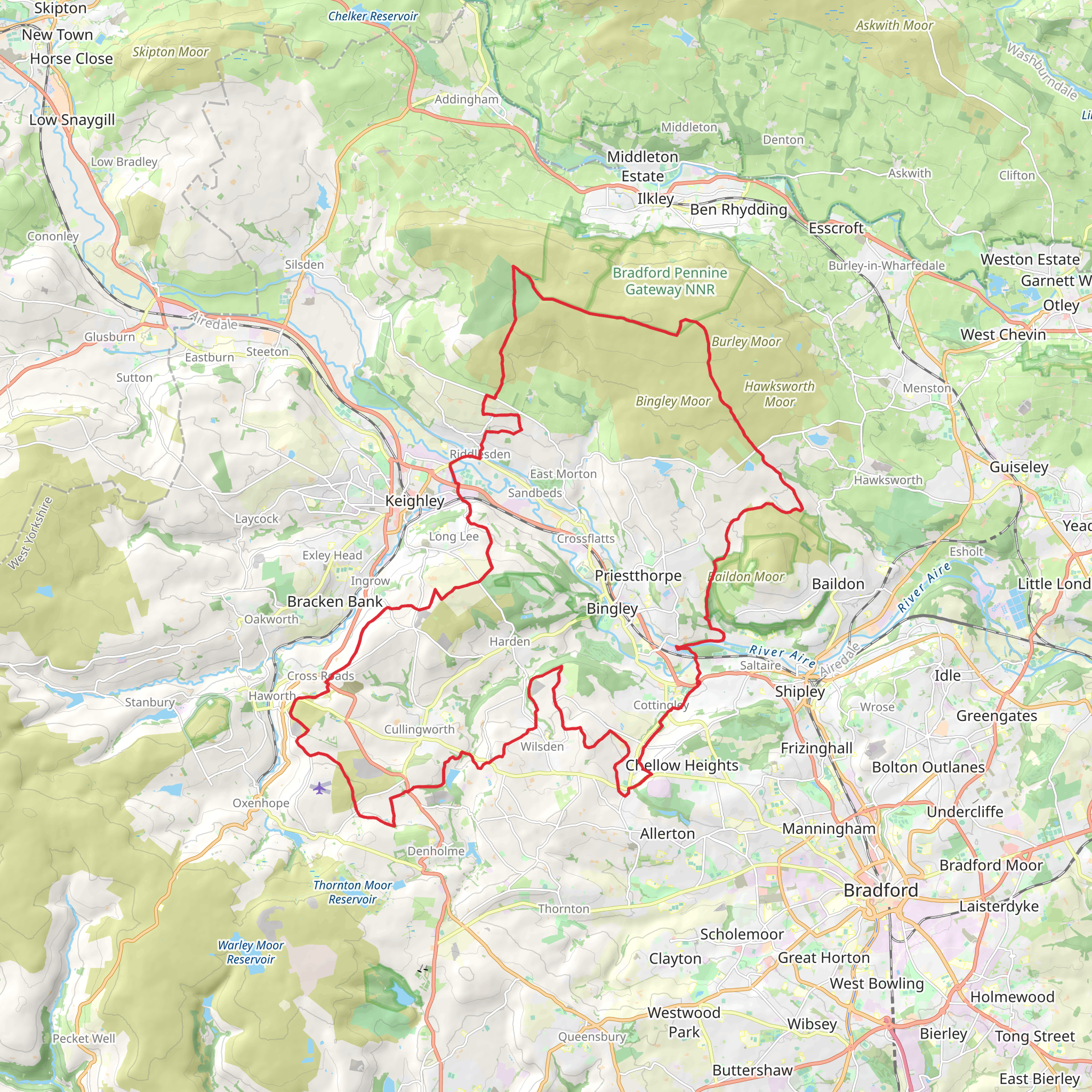 Bingley Parish Boundary Walk mobile static map