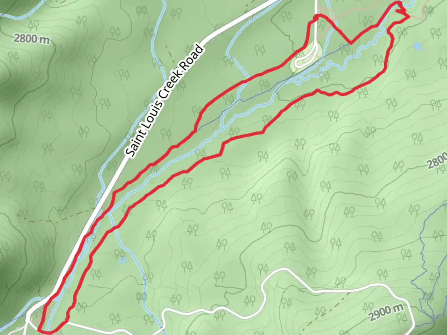 An image depicting the trail Saint Louis Creek Loop and its surrounding area.