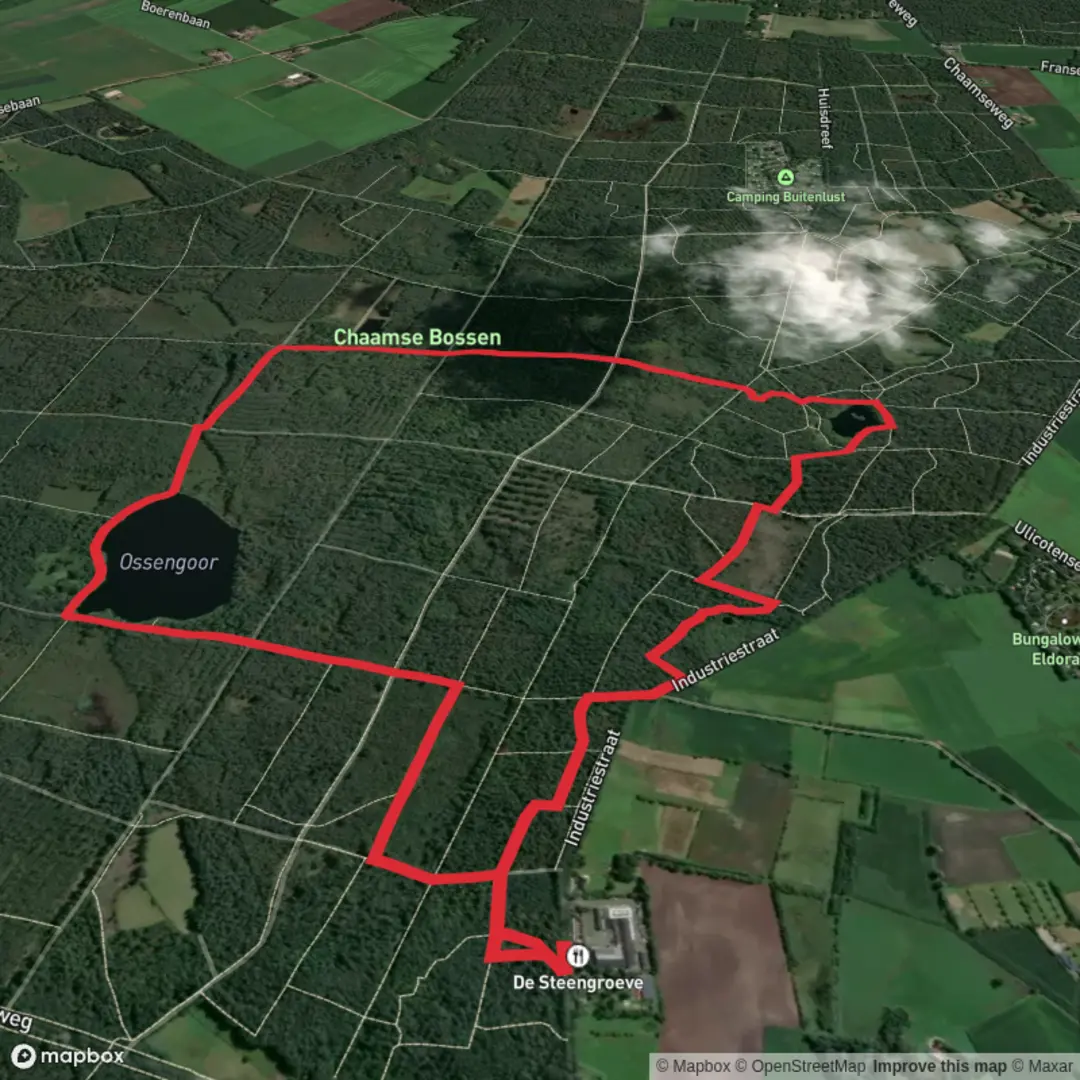 An image depicting the trail Ossengoor via Grenslandpad and its surrounding area.