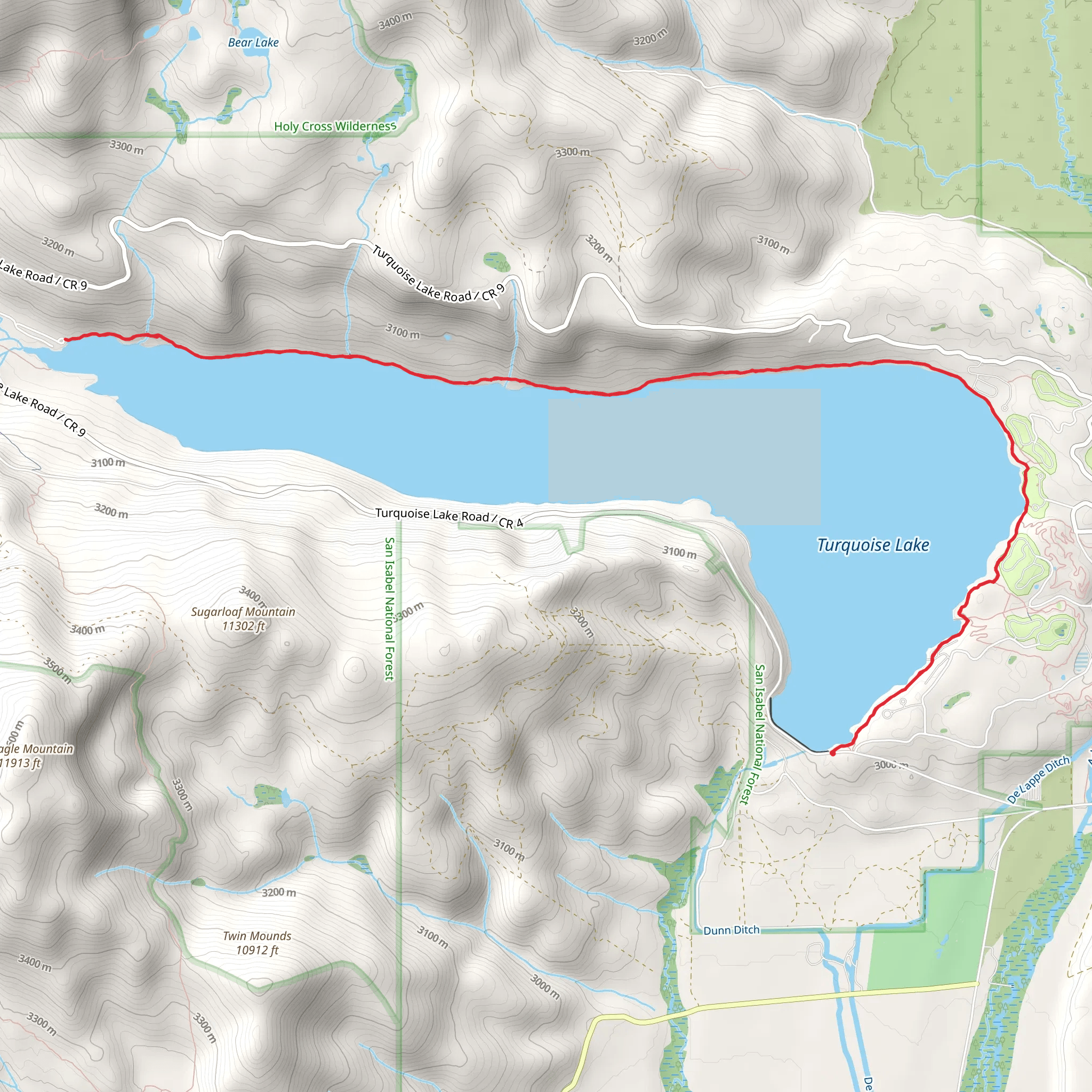 Turquoise Lake Trail mobile static map