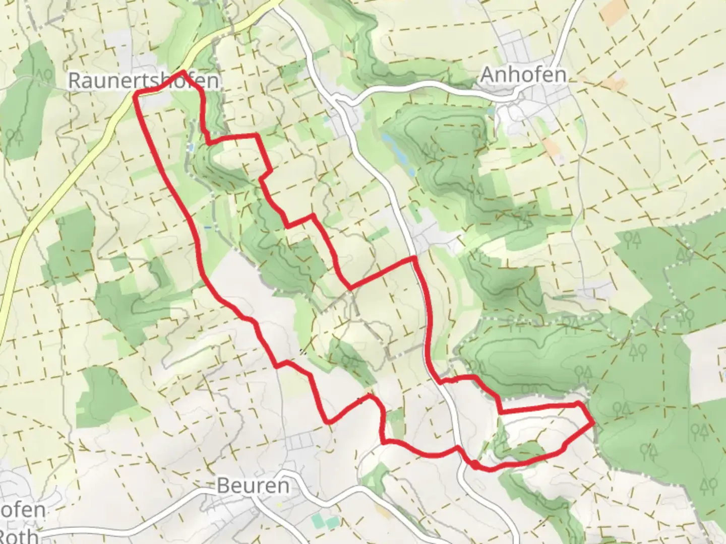 An image depicting the trail Biber via Dreitaeler and its surrounding area.