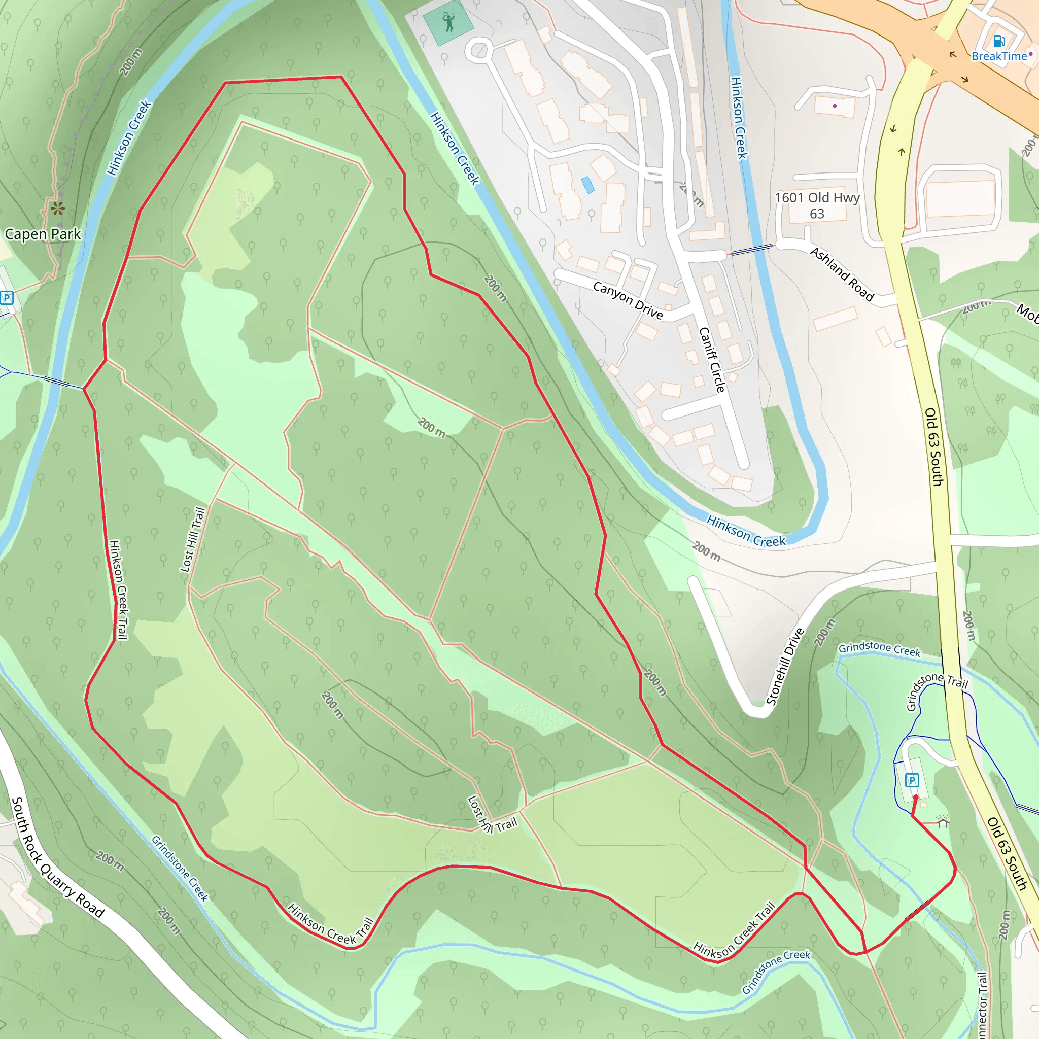 Hinkson Creek Trail Loop mobile static map