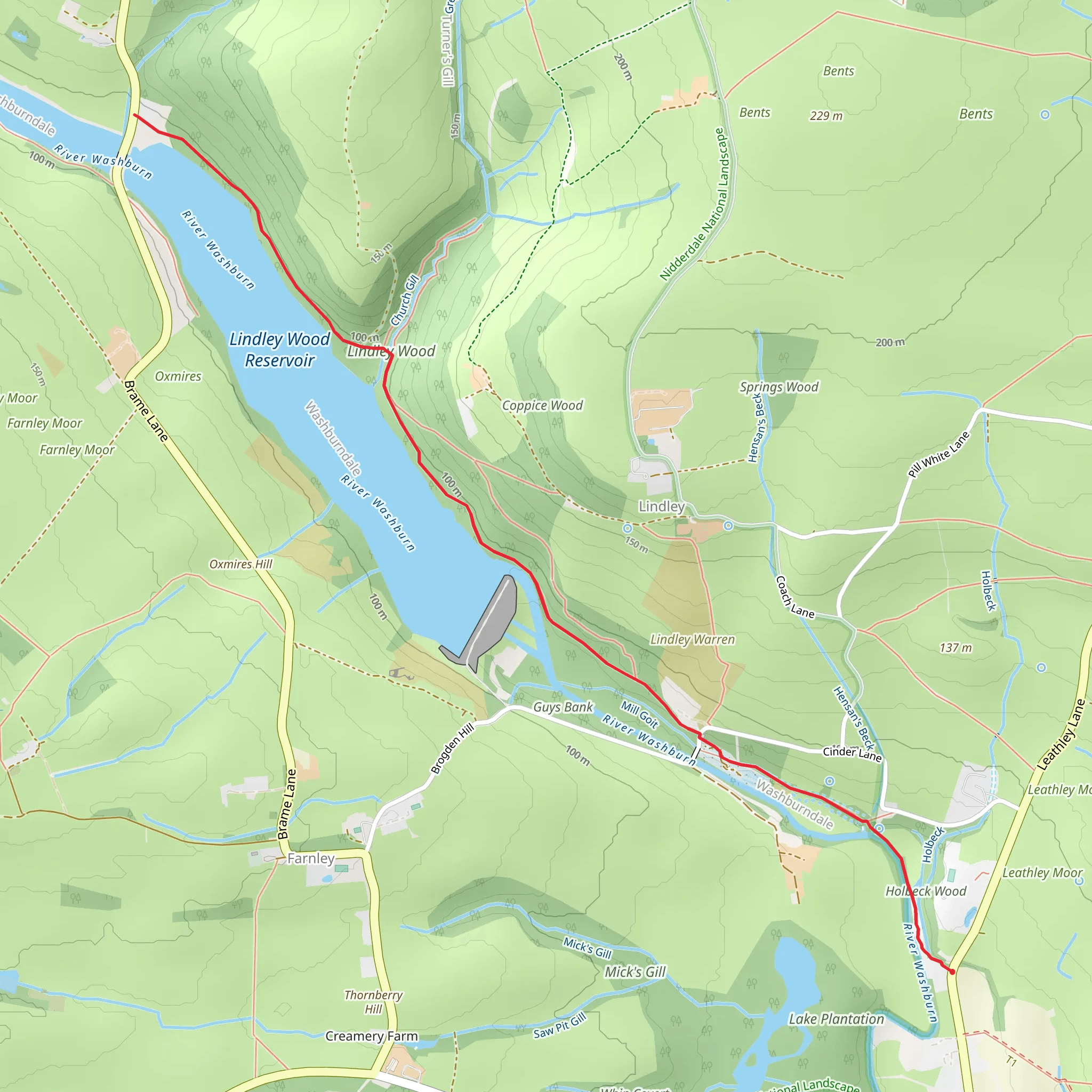 Lindley Wood Reservoir Walk mobile static map