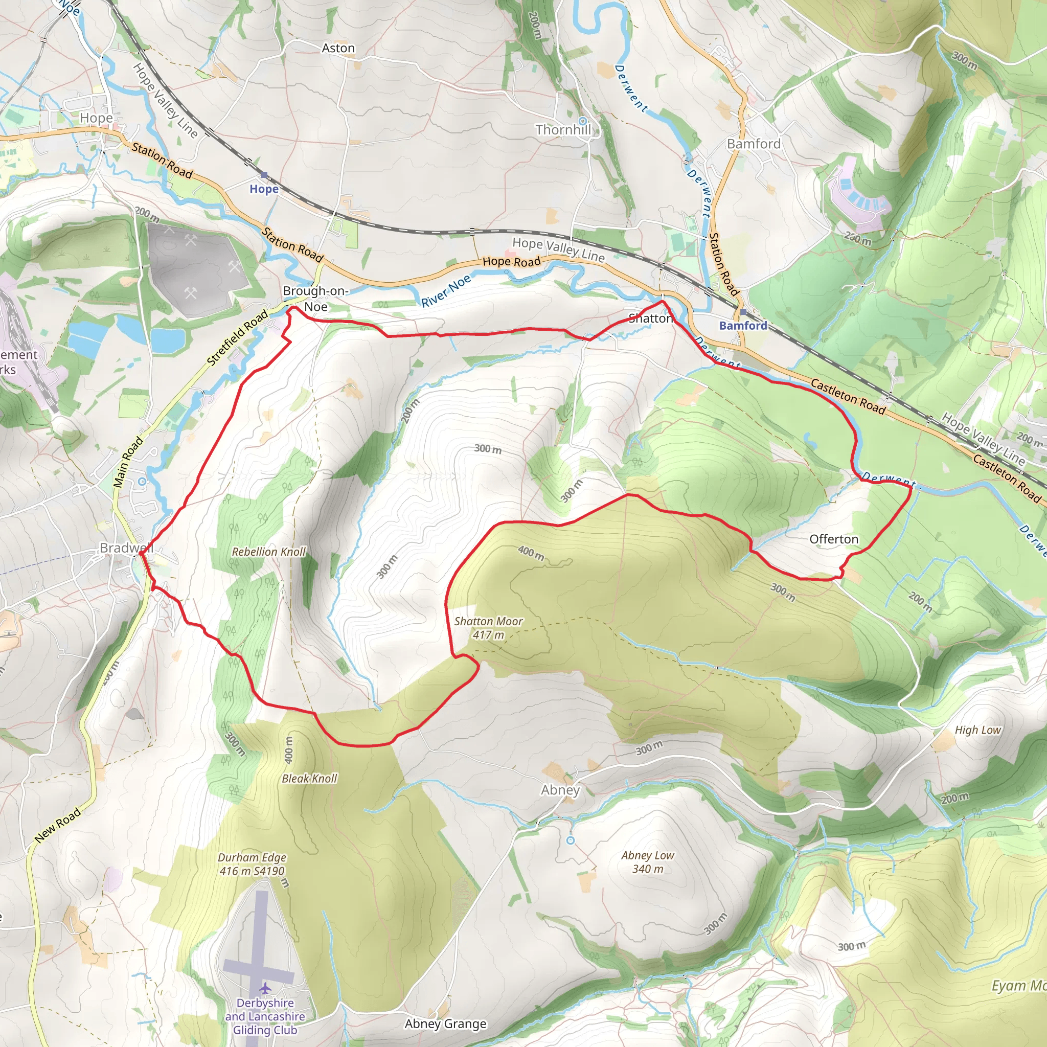 Shatton Moor and Offerton from Bradwell mobile static map