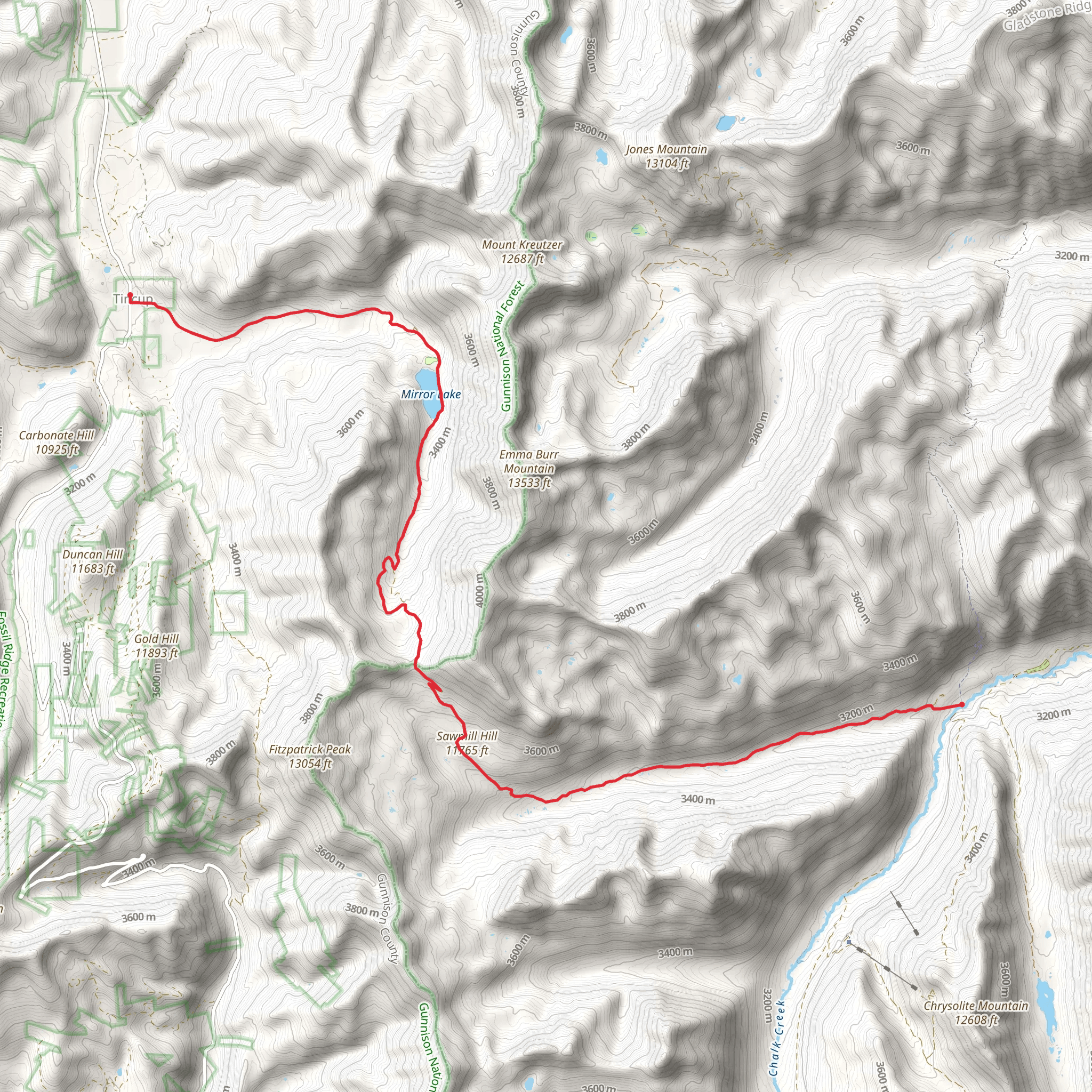 Collegiate west, Sawmill Hill and Tincup Pass mobile static map