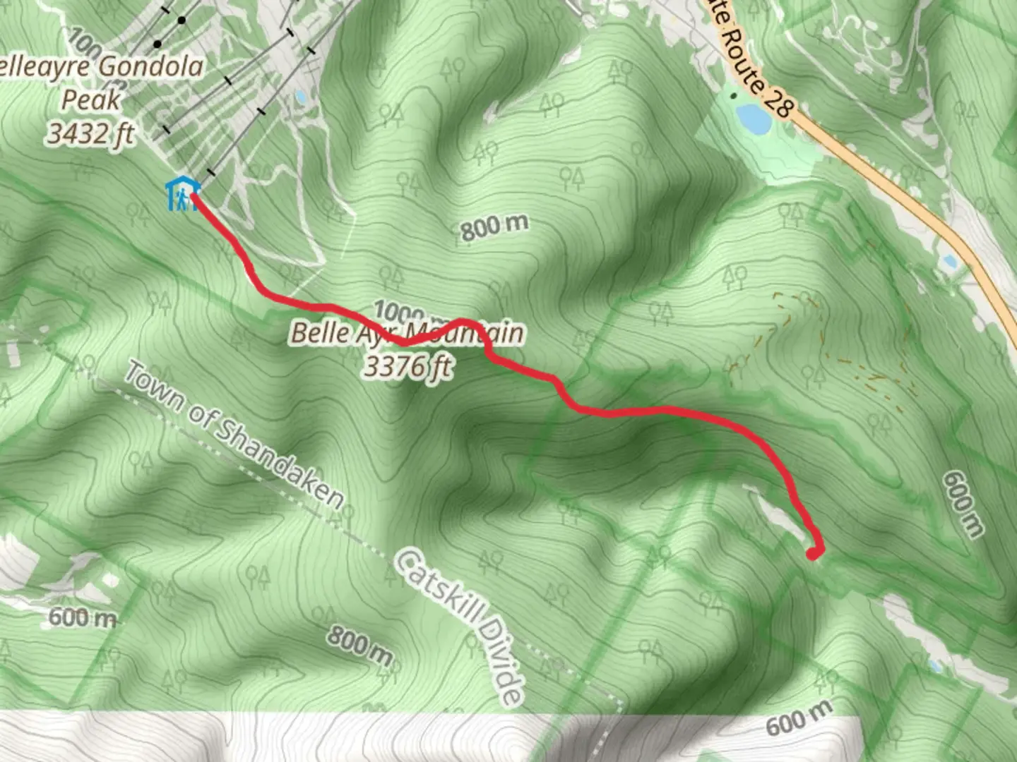 An image depicting the trail Lost Clove Trail - Red and its surrounding area.