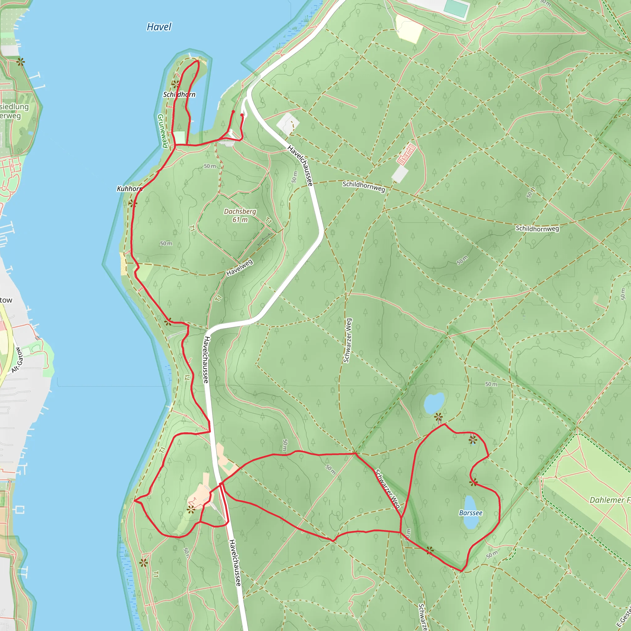 Schildhorn, Karlsberg and NSG Pechsee and Barssee Loop mobile static map