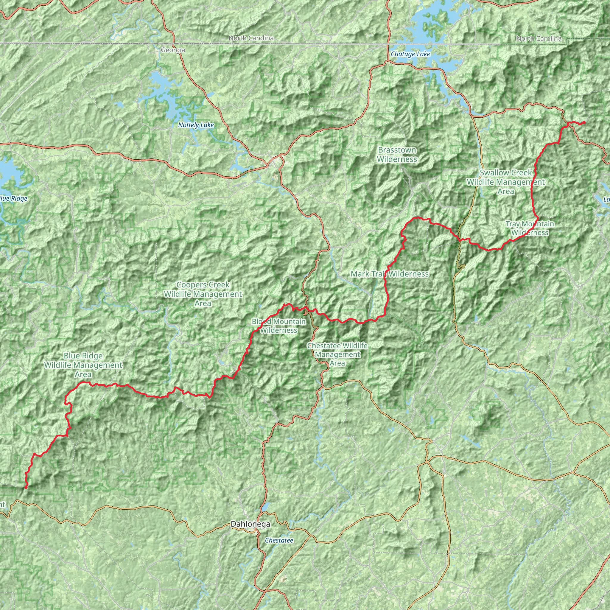 Appalachian Trail Section Hike - Dicks Creek Gap to Amicalola State Park mobile static map