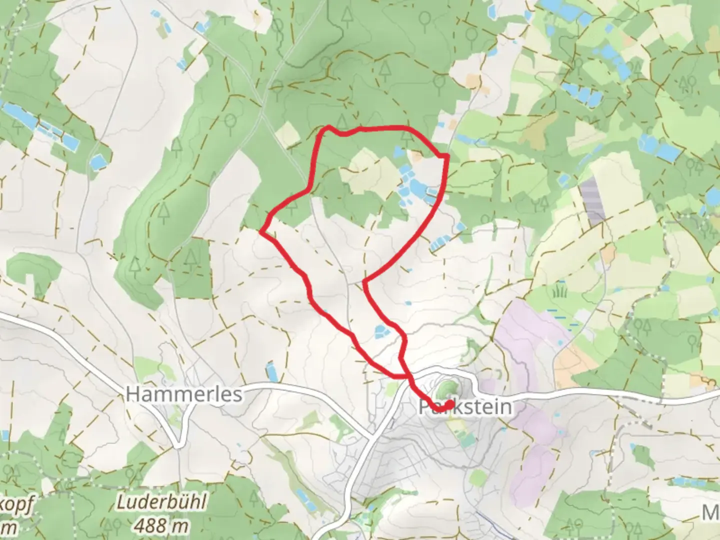 An image depicting the trail Parkstein Ringweg and its surrounding area.