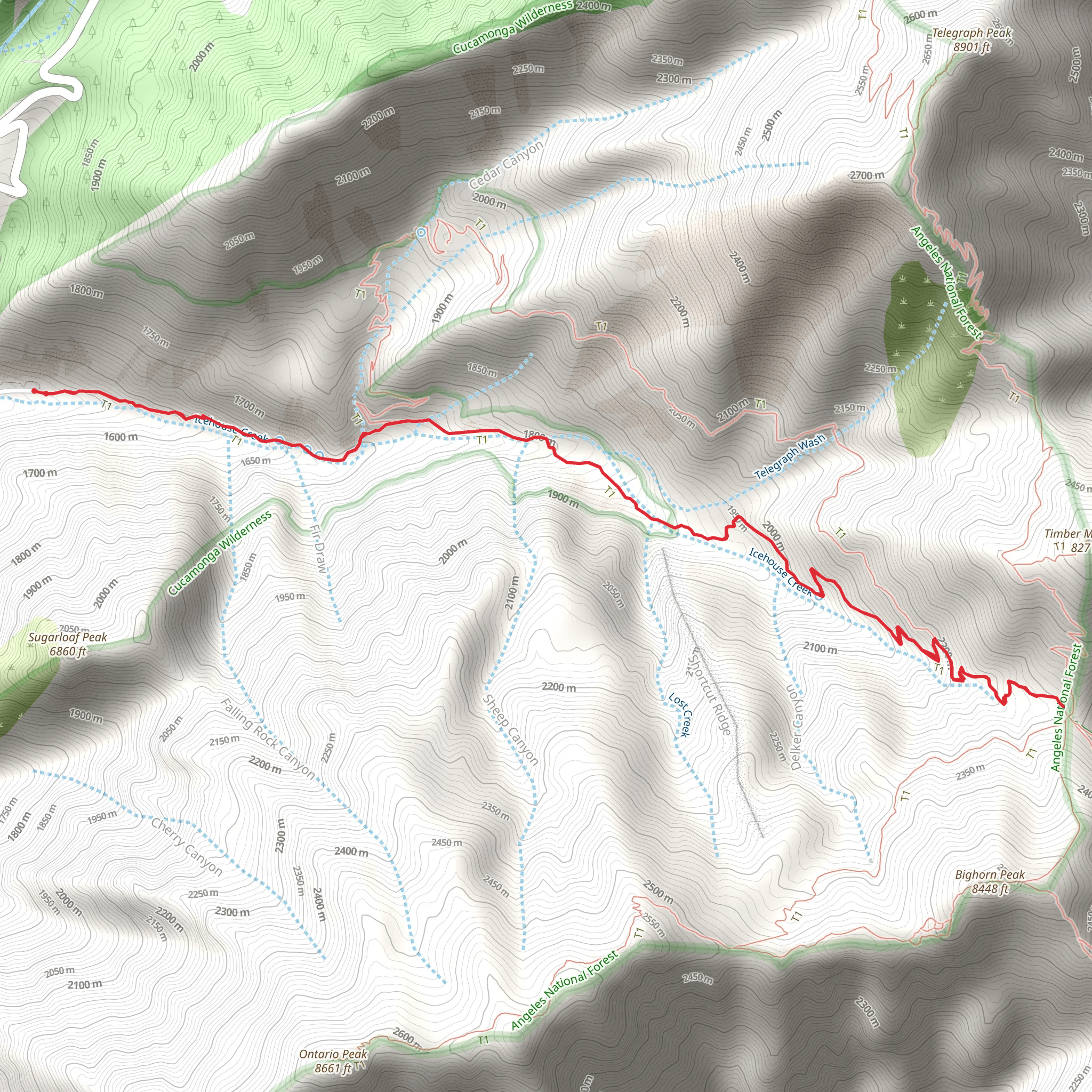 Icehouse Canyon Trail mobile static map