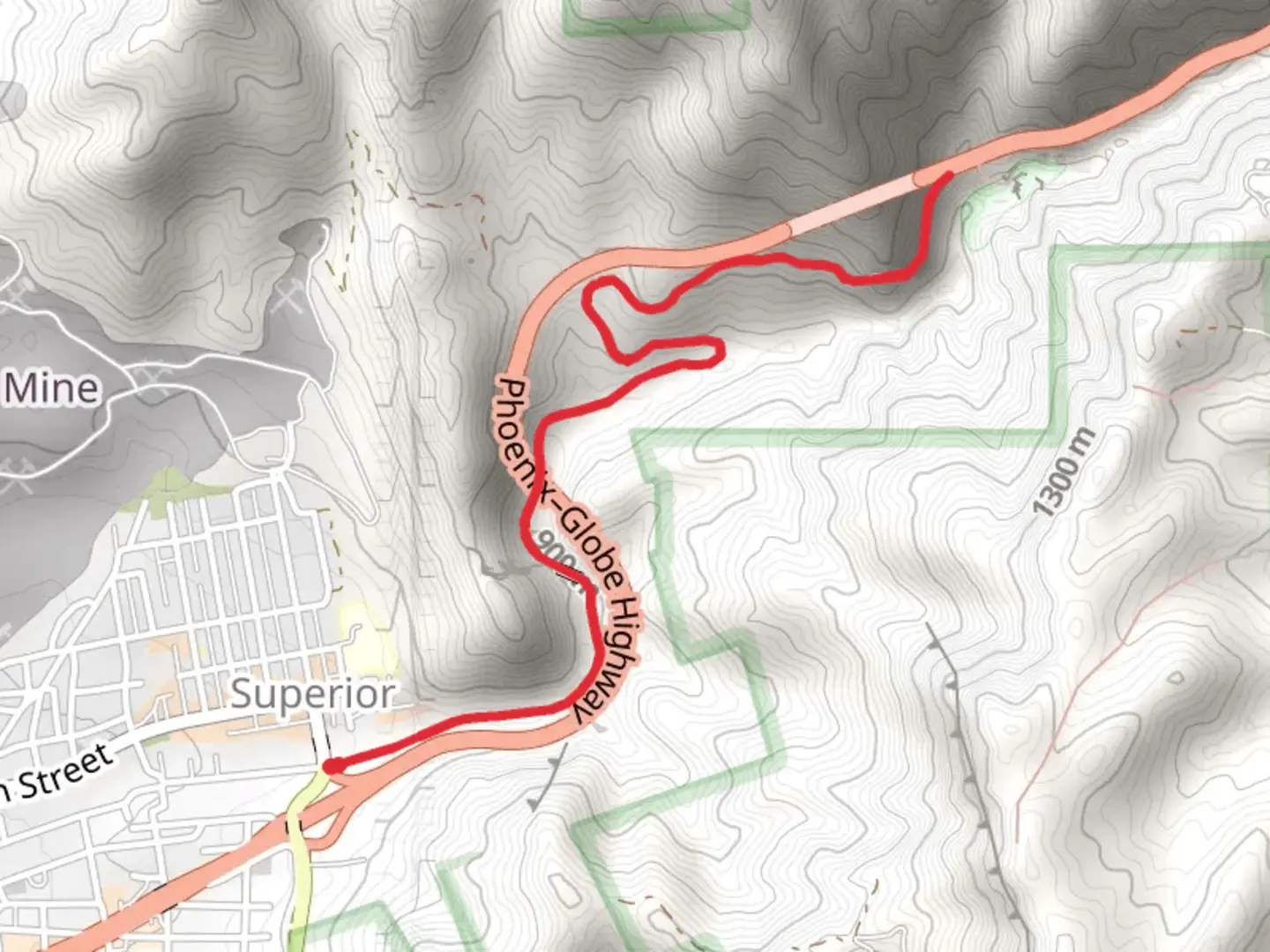 An image depicting the trail Queen Creek Out and Back and its surrounding area.