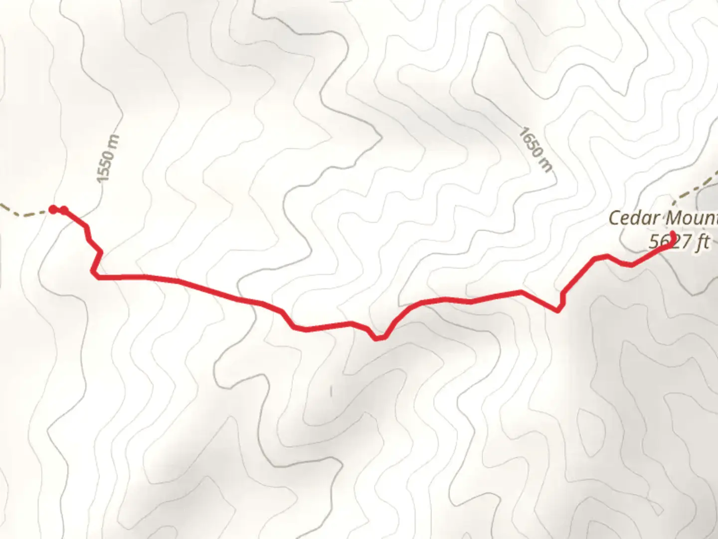 An image depicting the trail Cedar Mountain Out and Back and its surrounding area.