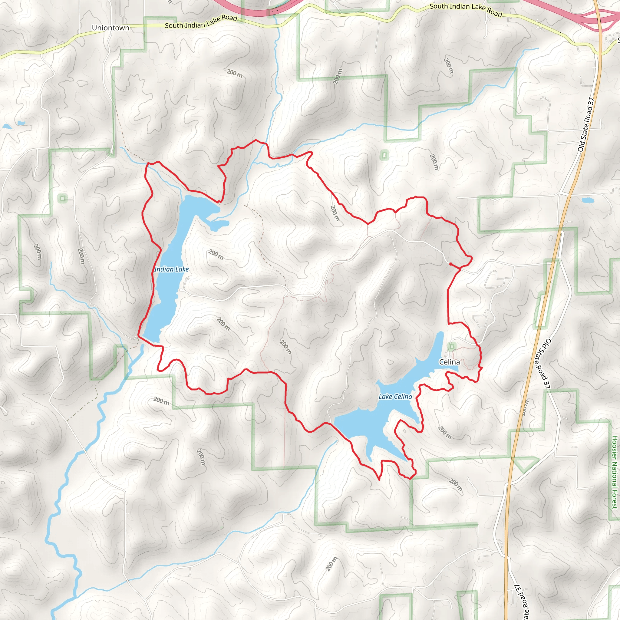 Indian and Celina Lake Loop mobile static map