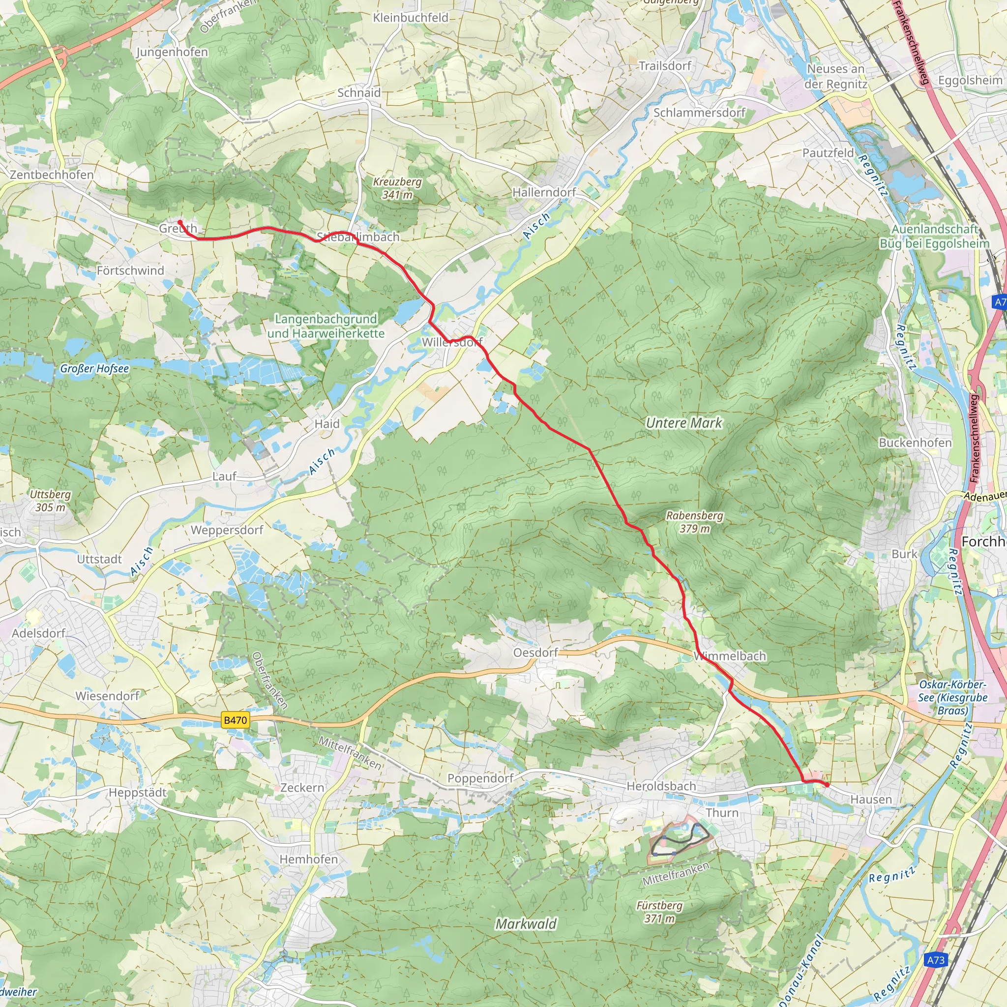 Hausen to Greuth Walk mobile static map