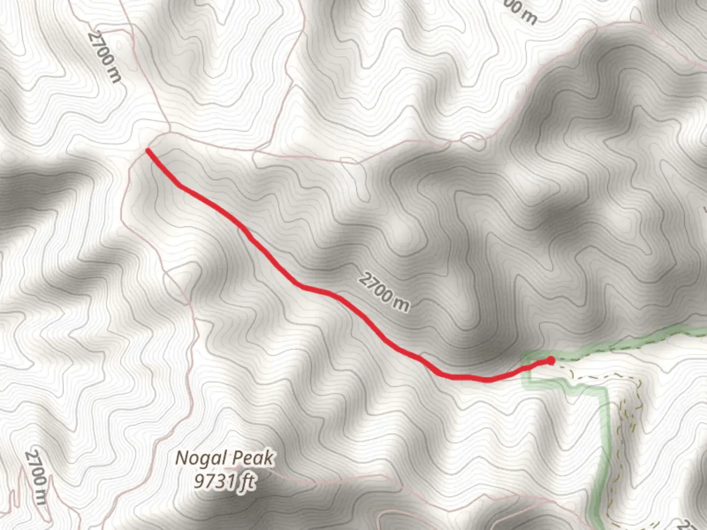 An image depicting the trail Nogal Canyon Trail and its surrounding area.