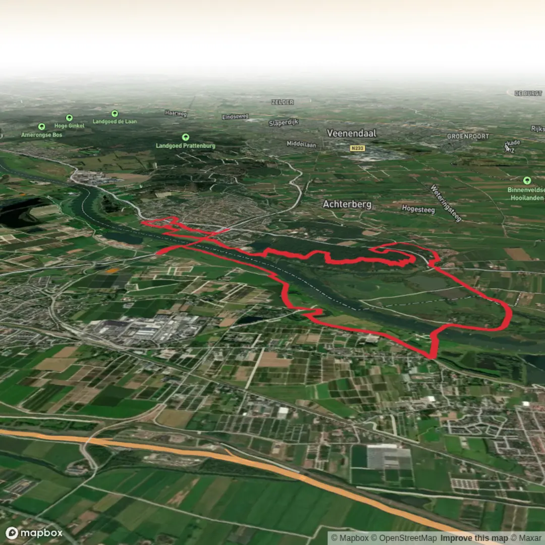 An image depicting the trail Nederrijn via Trekvogelpad and Betuwepad Loop and its surrounding area.