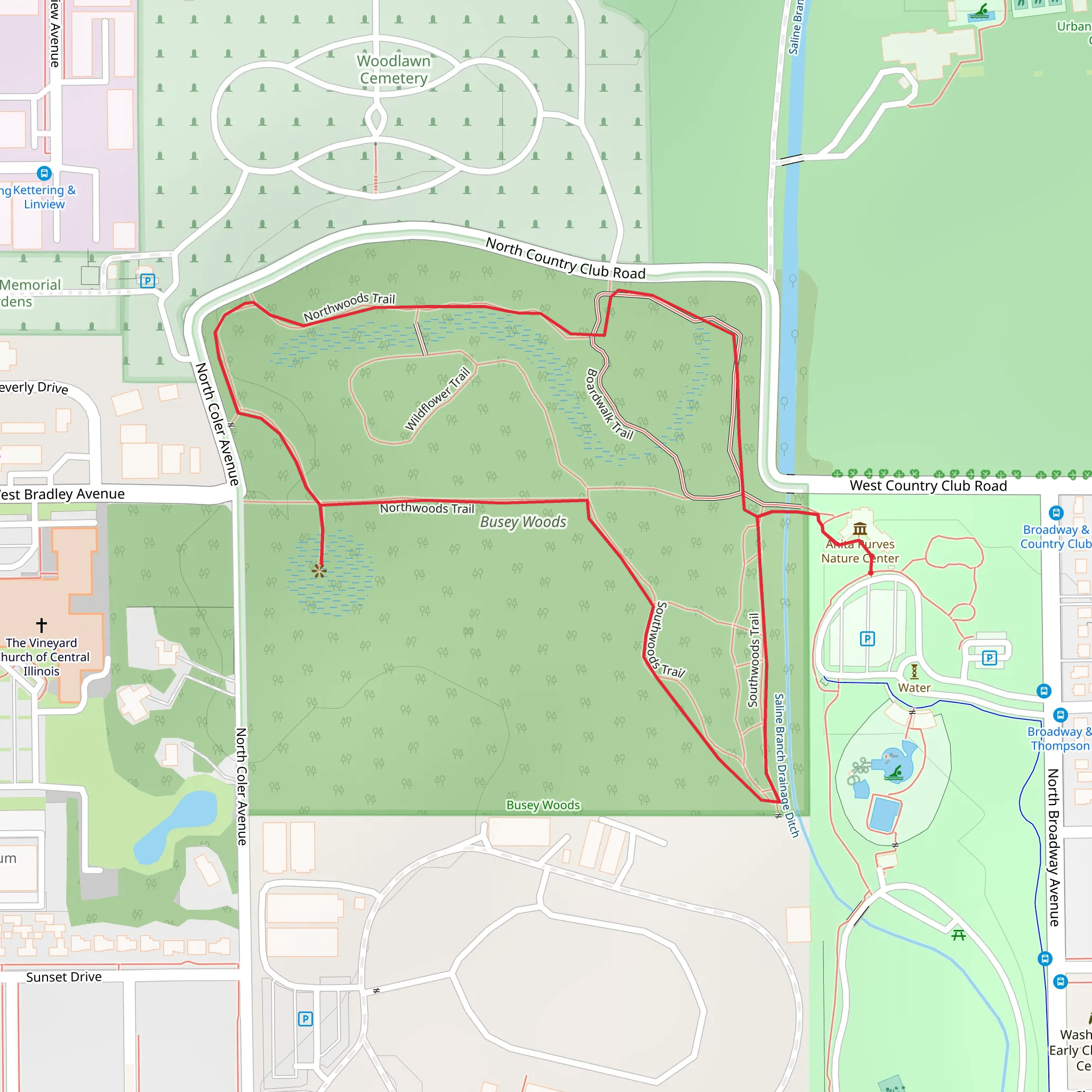 Busey Woods Nature Trail mobile static map