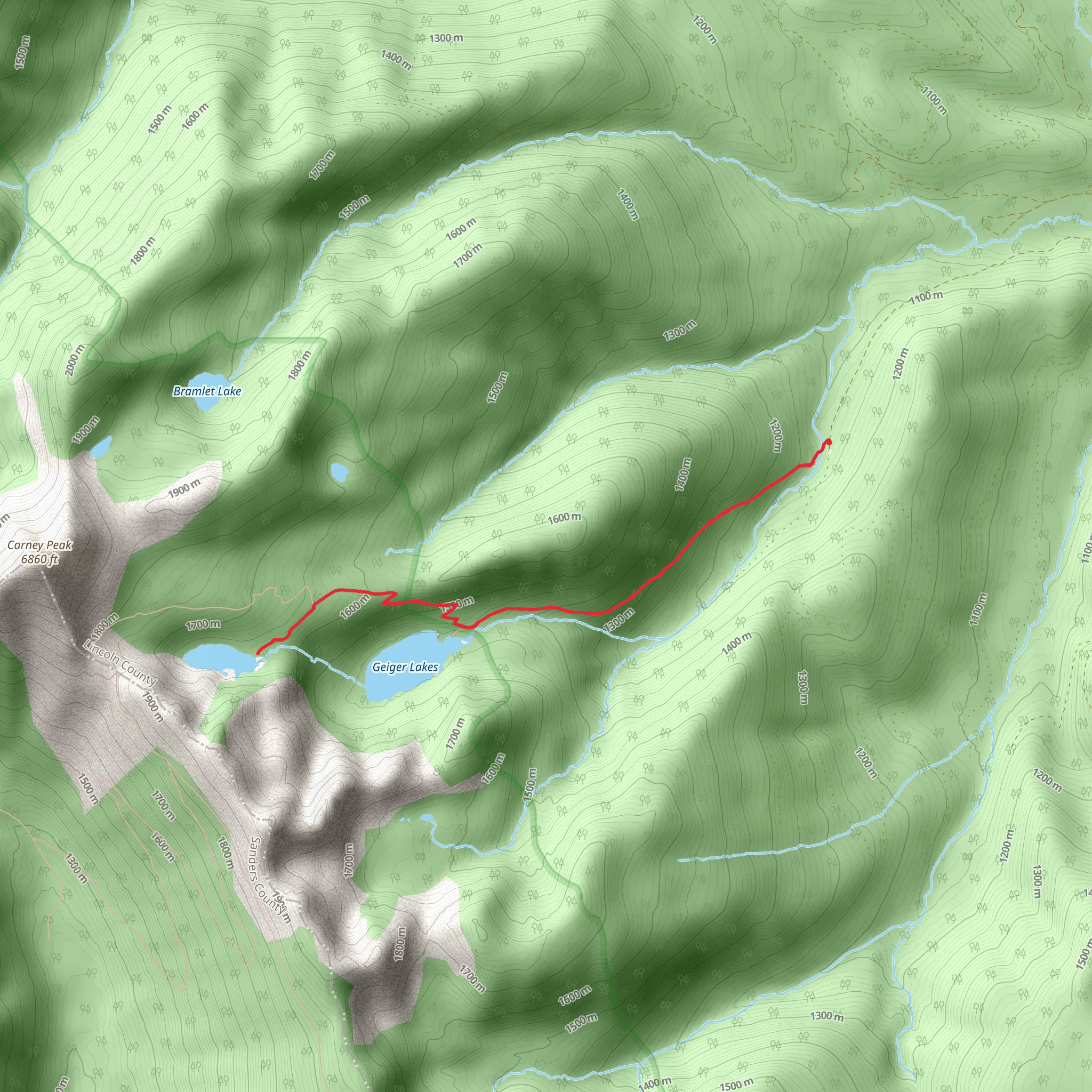 Upper Geiger Lake via Lake Creek Trail mobile static map