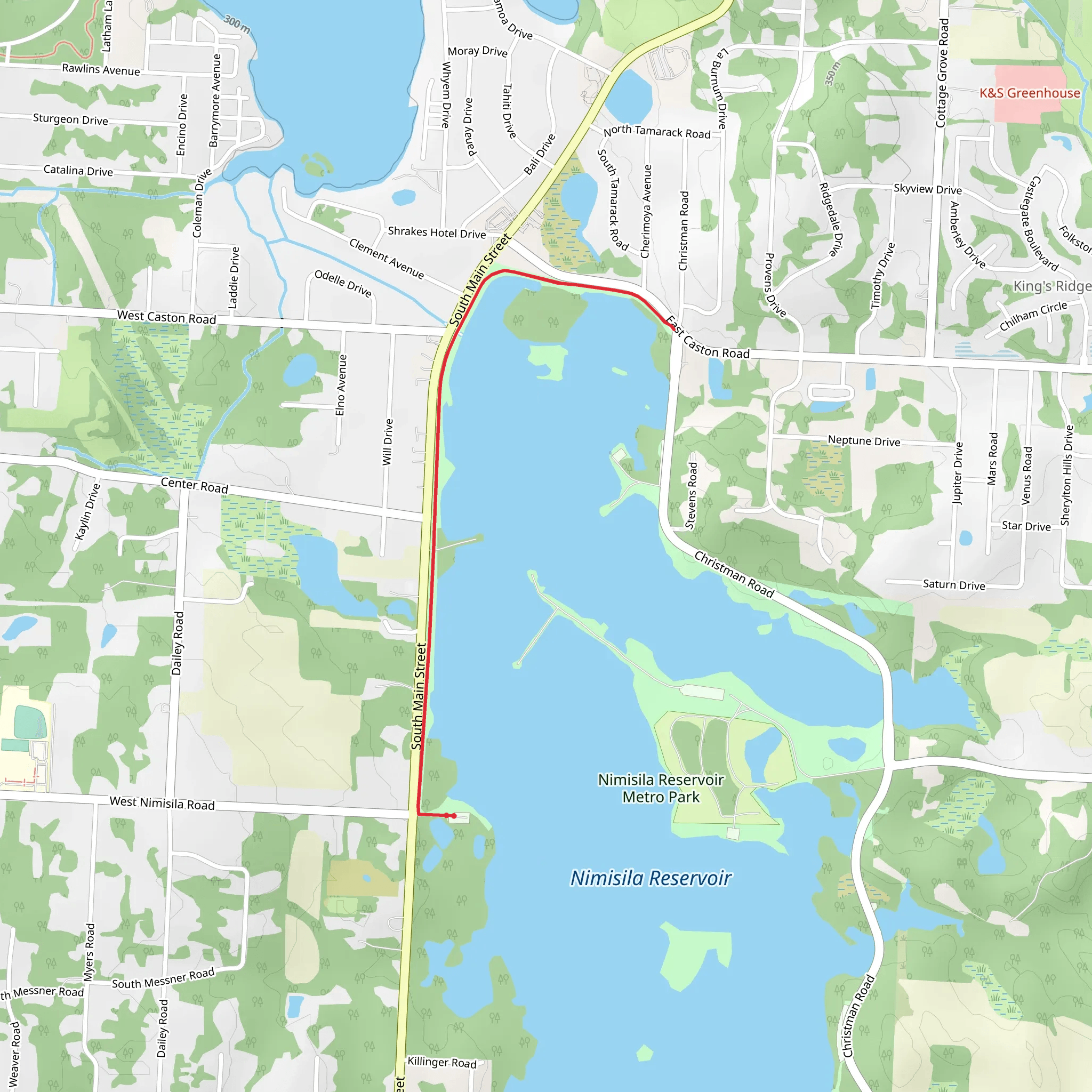 Nimisila Reservoir Northwestern Shore Walk mobile static map